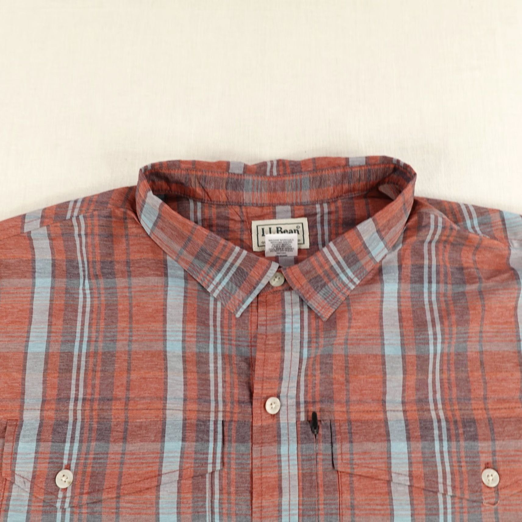 Vintage VINTAGE LL Bean Shirt Mens XL Orange Blue Plaid Button Up Short Sleeve Pockets Workwear Size US XL / EU 56 / 4 - 2 Thumbnail