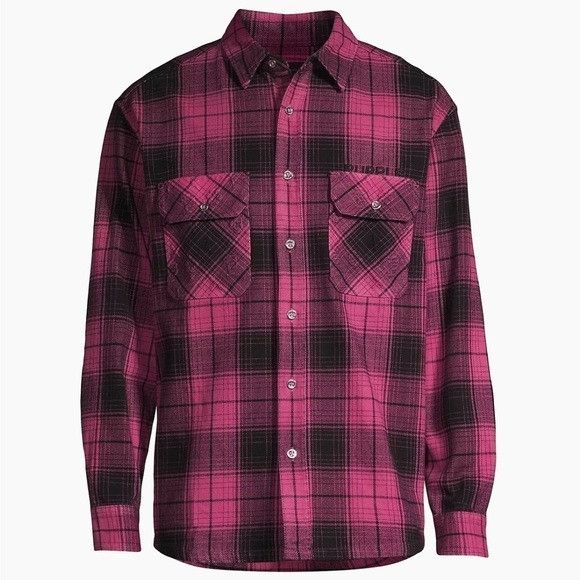 Purple Brand Purple Brand Plaid Cotton Flannel Shirt Pink Men’s Size Medi Size US M / EU 48-50 / 2 - 1 Thumbnail