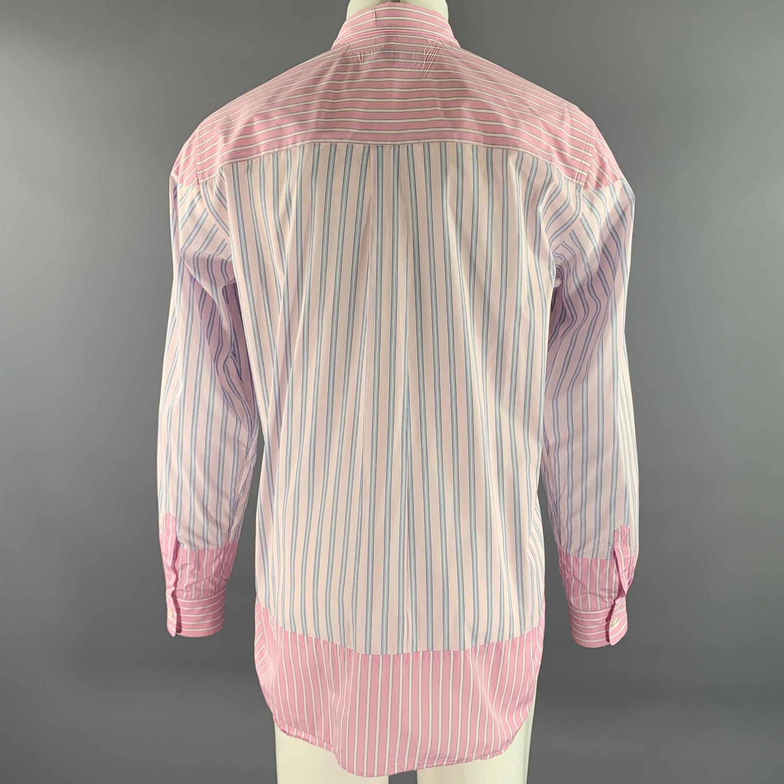 Comme des Garcons COMME des GARCONS Pink Blue Stripe Cotton Long Sleeve Shirt Size US XL / EU 56 / 4 - 4 Thumbnail