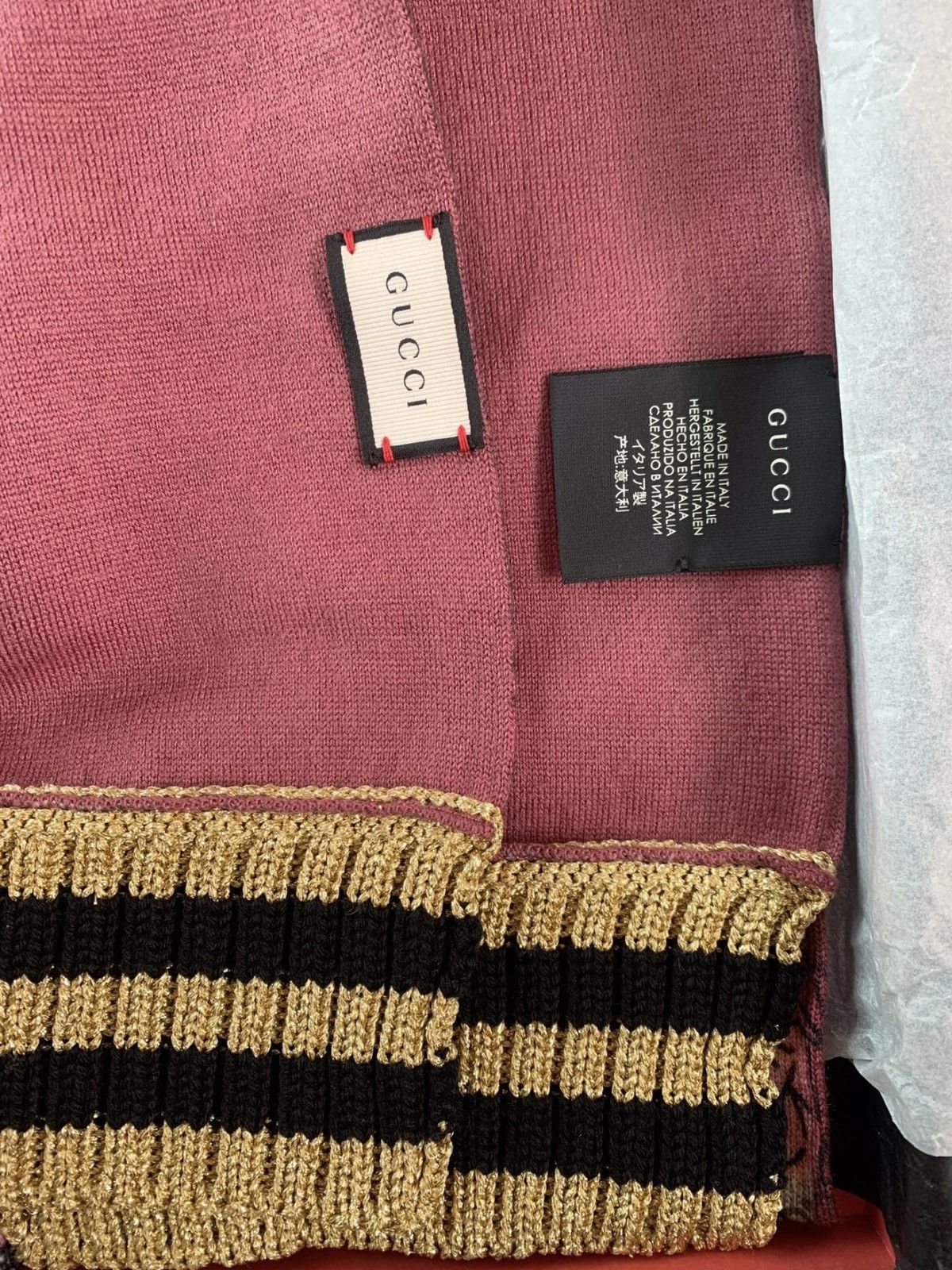 Gucci Gucci Wool GG Monogram Bengal Tiger Scarf Brown Size ONE SIZE - 2 Thumbnail