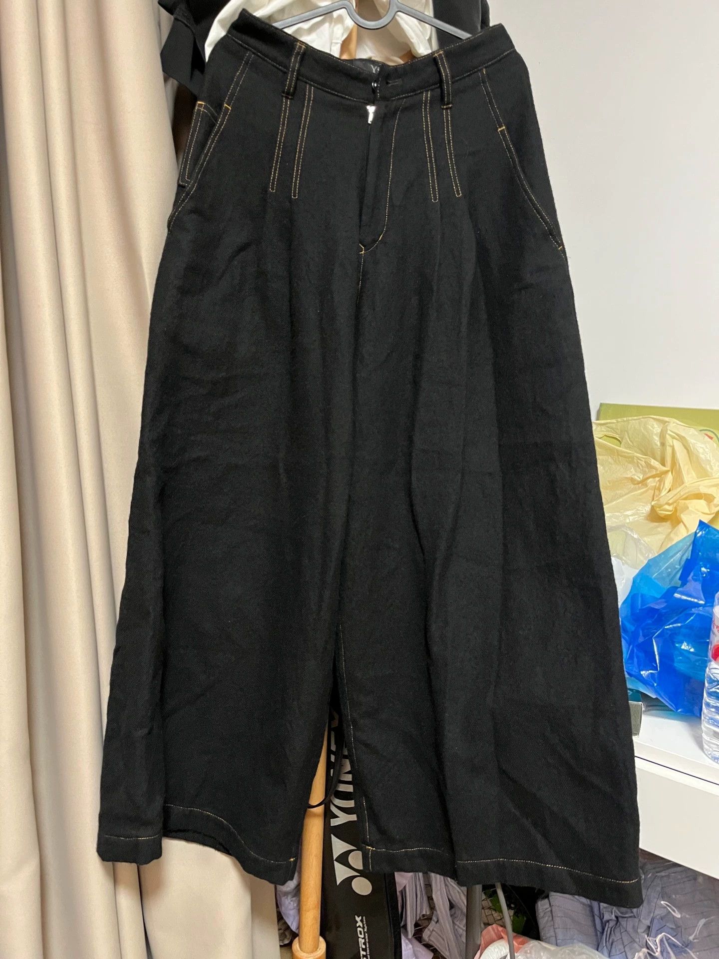 Yohji Yamamoto Yohji y's High-Waist Wide-Leg Wool Trousers Size 1 9/10 Size 26" / US 2 / IT 38 - 1 Thumbnail