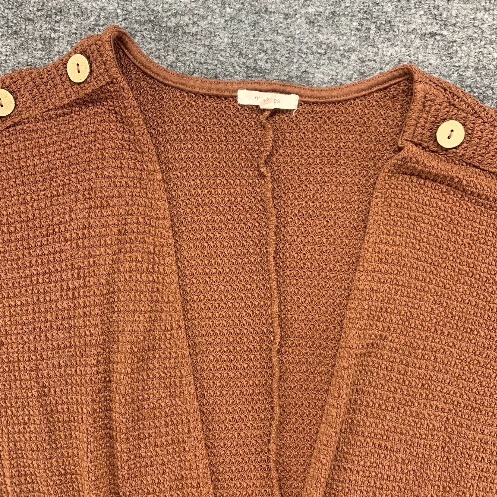 Vintage Maurices Cardigan M Brown Open Front Button Stretch Knit Womens Size M / US 6-8 / IT 42-44 - 4 Thumbnail
