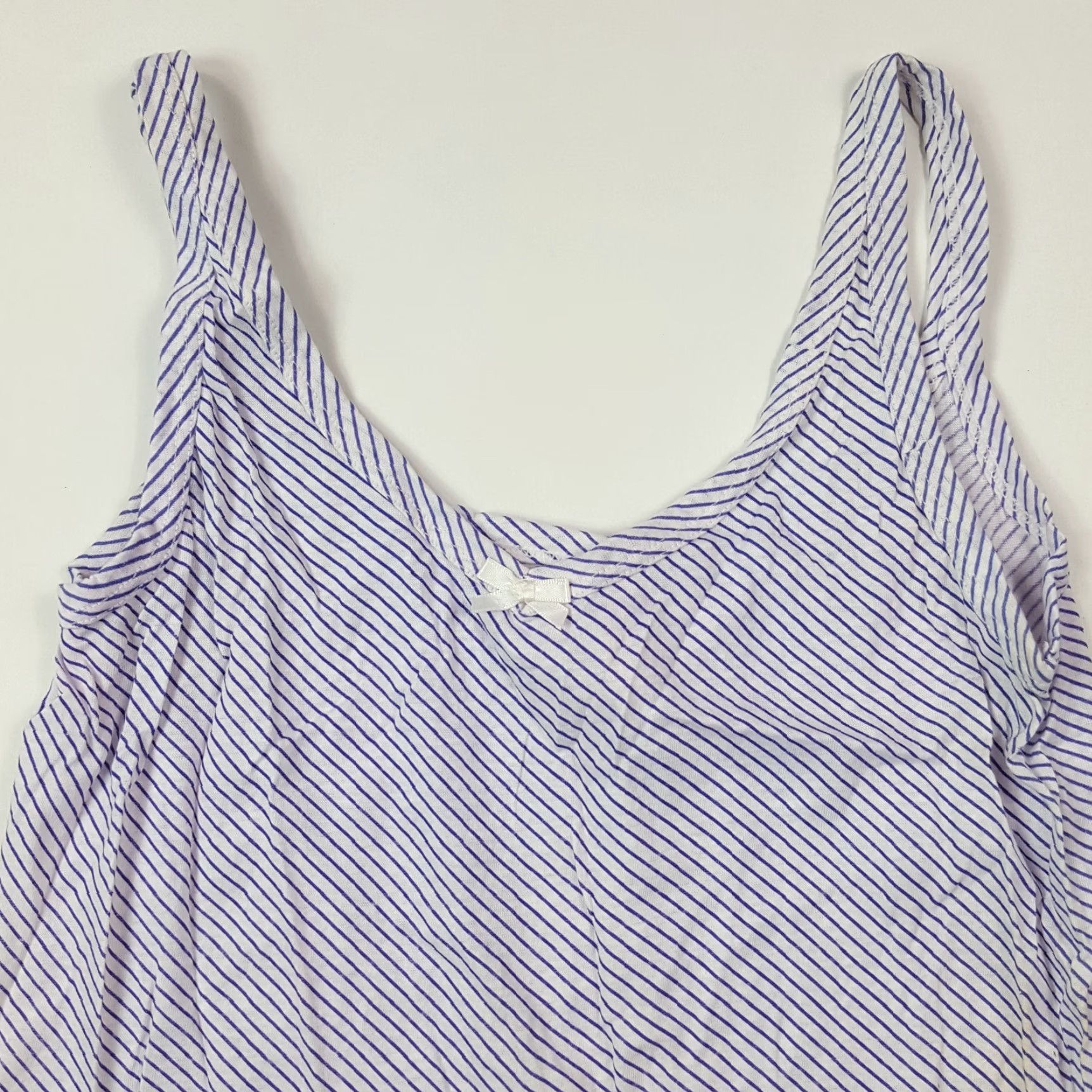 Vintage VTG 80s Purple Striped Womens Small Cami Camisole Sleep Lounge Tank Bow Lingerie Size ONE SIZE - 2 Thumbnail