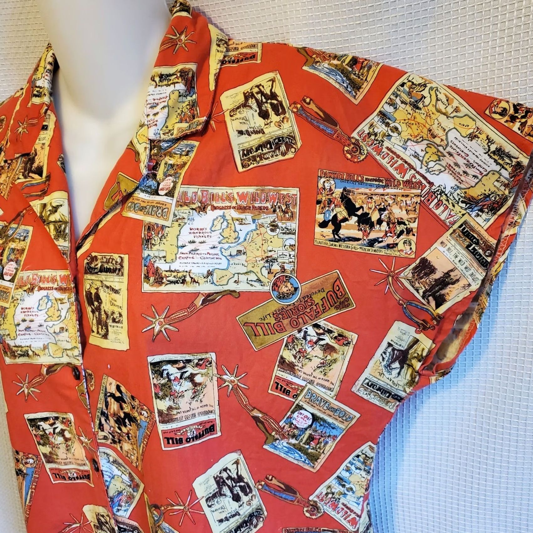 Vintage VINTAGE Roughriders Blouse Shirt Womens L Orange Graphic Print Cap Sleeve Western Cowboy 90s Size L / US 10 / IT 46 - 3 Thumbnail