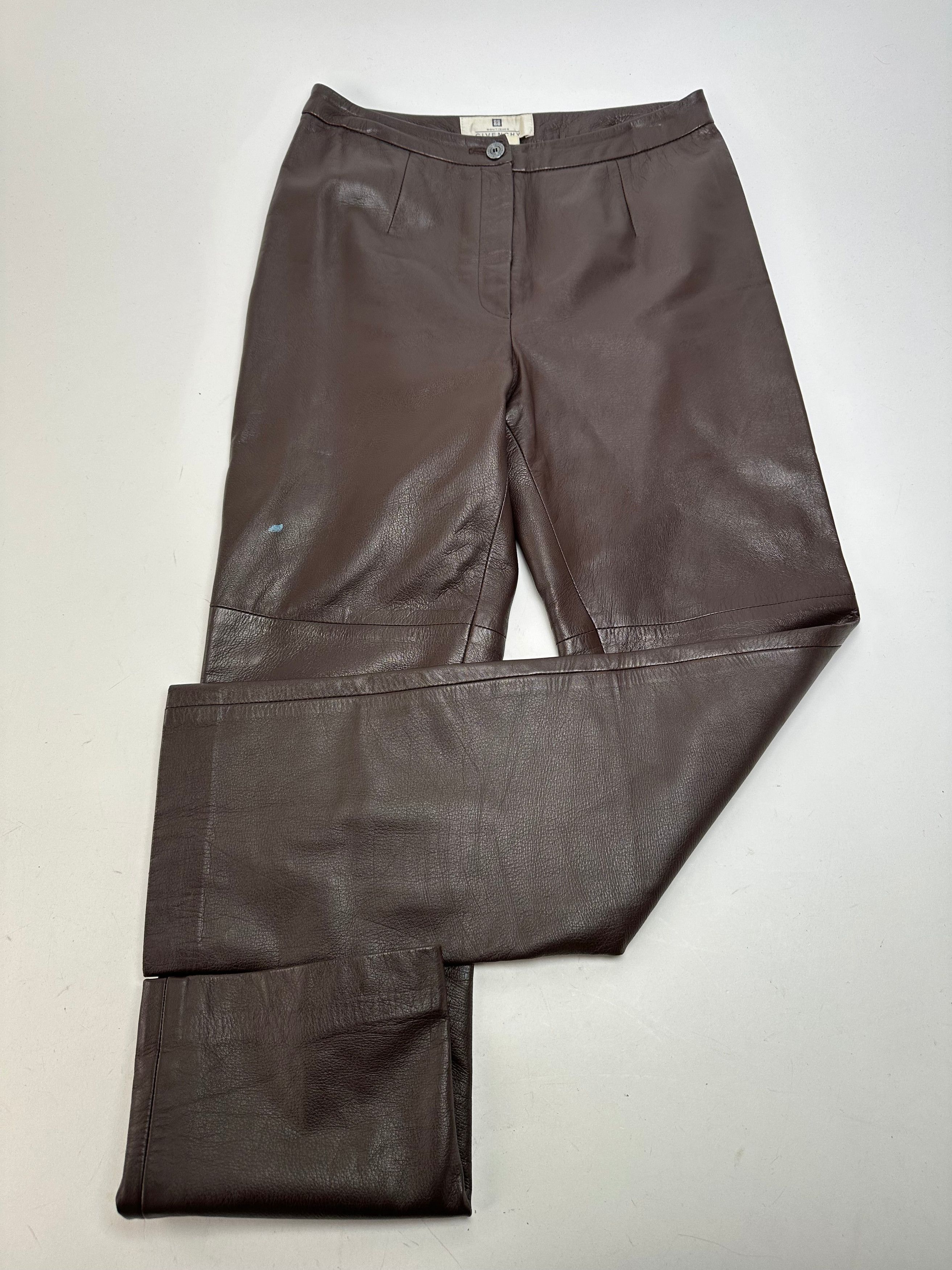 Givenchy Vintage Boutique Lambskin Leather Trousers Brown S Size 27" / US 4 / IT 40 - 1 Thumbnail