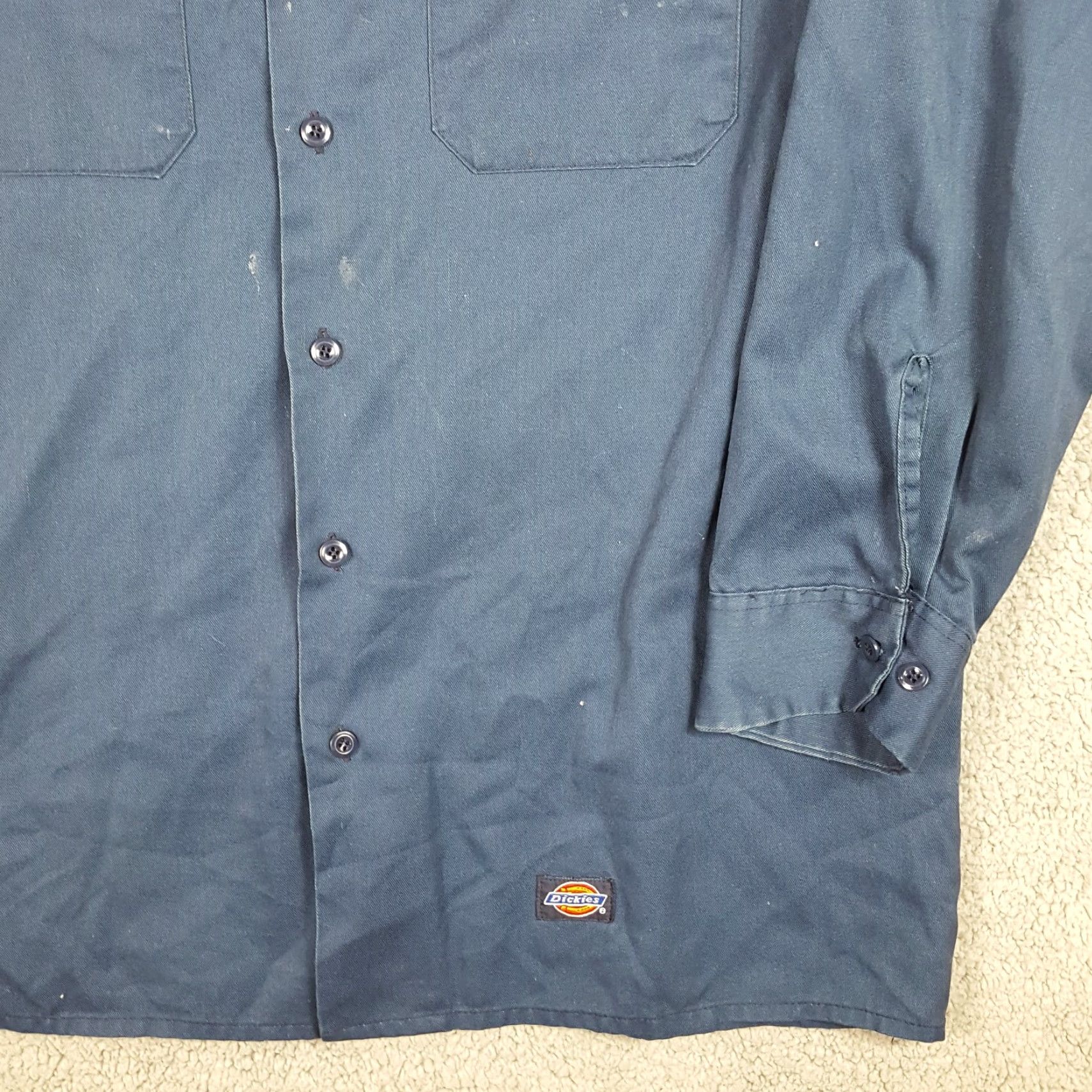 Dickies VINTAGE 90s Dickies Distressed Button-Up Work Shirt Men's XL Blue USA Retro Grunge Size US XL / EU 56 / 4 - 3 Thumbnail