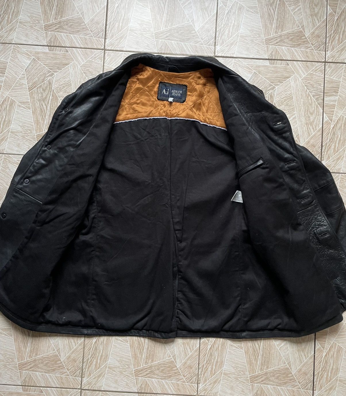Armani × Vintage Vintage Armani Jeans Simin T Quilted Genuine Leather Jacket Size US L / EU 52-54 / 3 - 12 Thumbnail