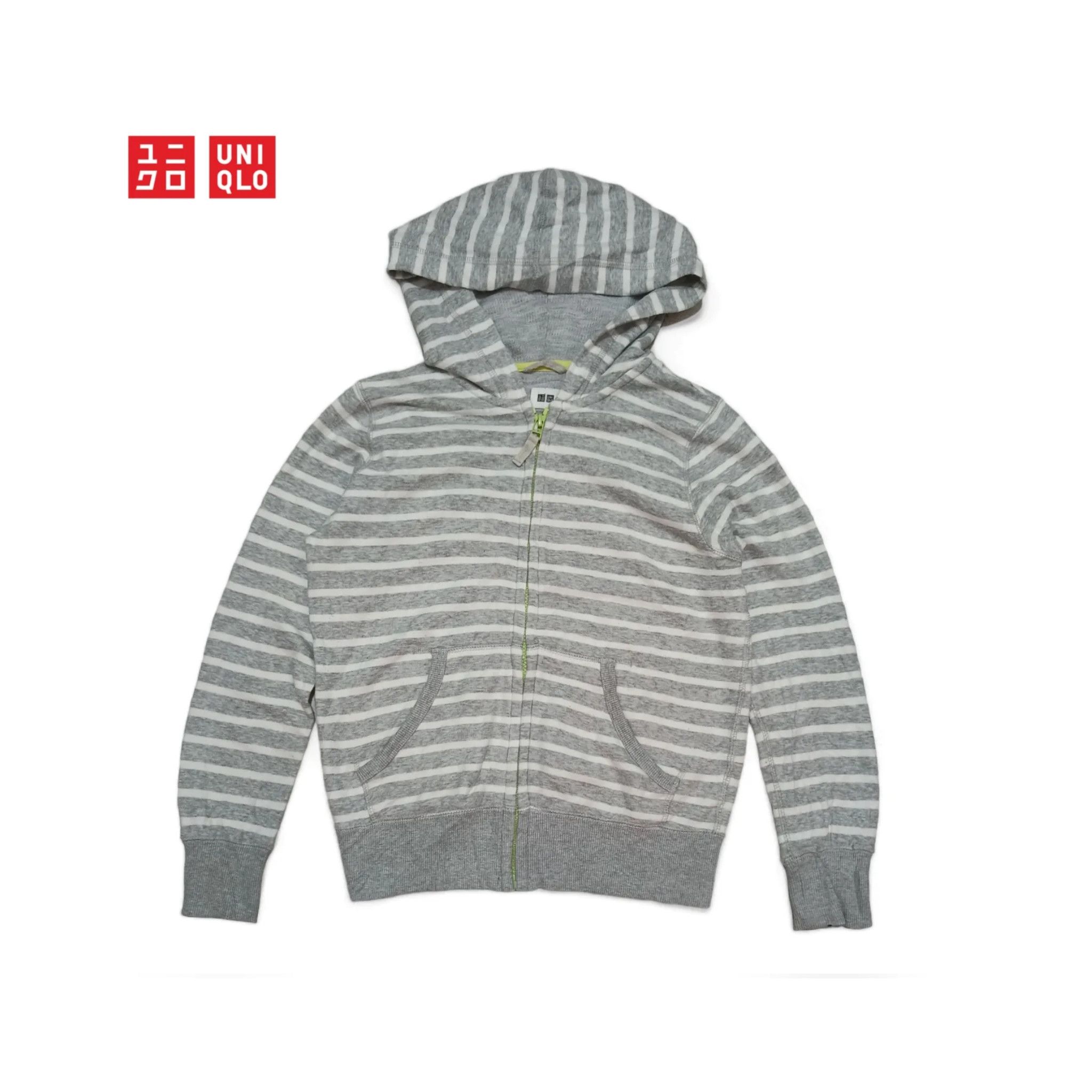 Japanese Brand Uniqlo Sports Women Black and White Striped Hoodie Jacket Size S / US 4 / IT 40 - 1 Thumbnail
