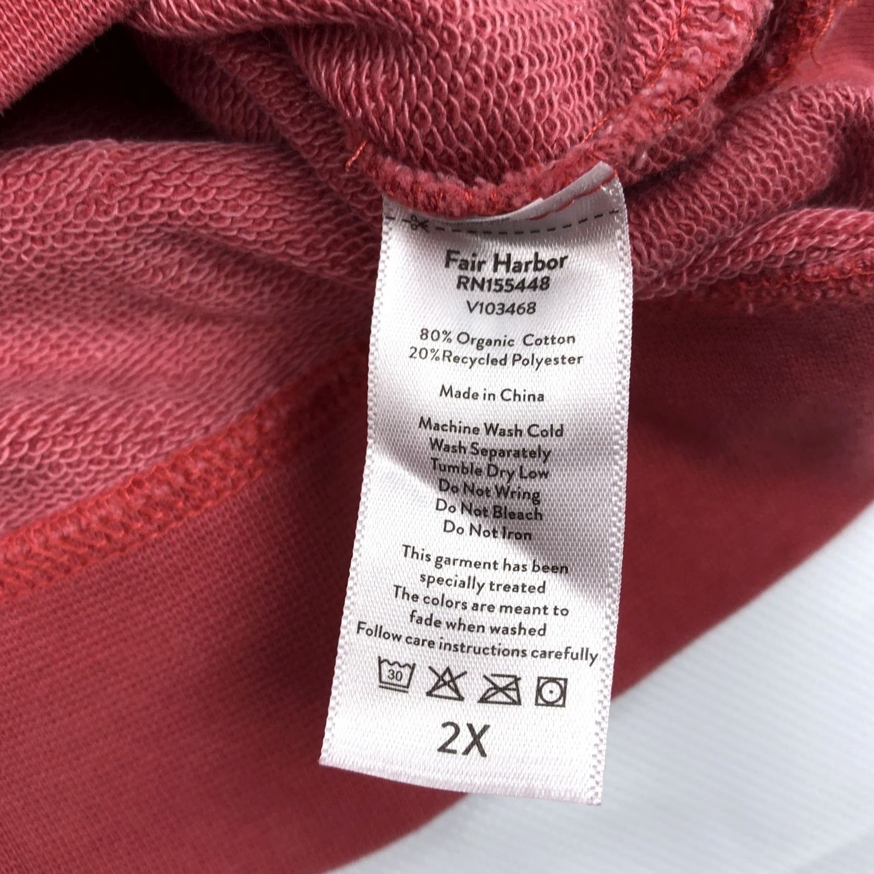 Vintage Fair Harbor Hoodie Pullover 2XL Men's Nautical Red Organic Cotton Recycled Polyester Raglan Sleeves Size US XXL / EU 58 / 5 - 5 Thumbnail