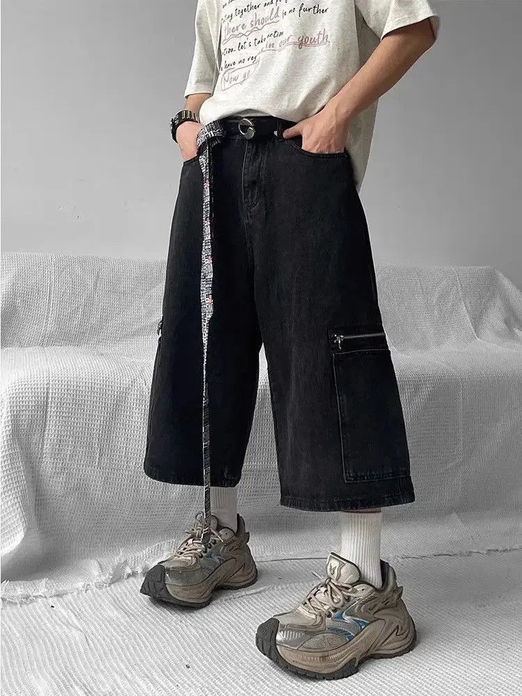 Japanese Brand Retro Washed Black Cargo Pockets Baggy Jorts Shorts Size US 30 / EU 46 - 2 Thumbnail