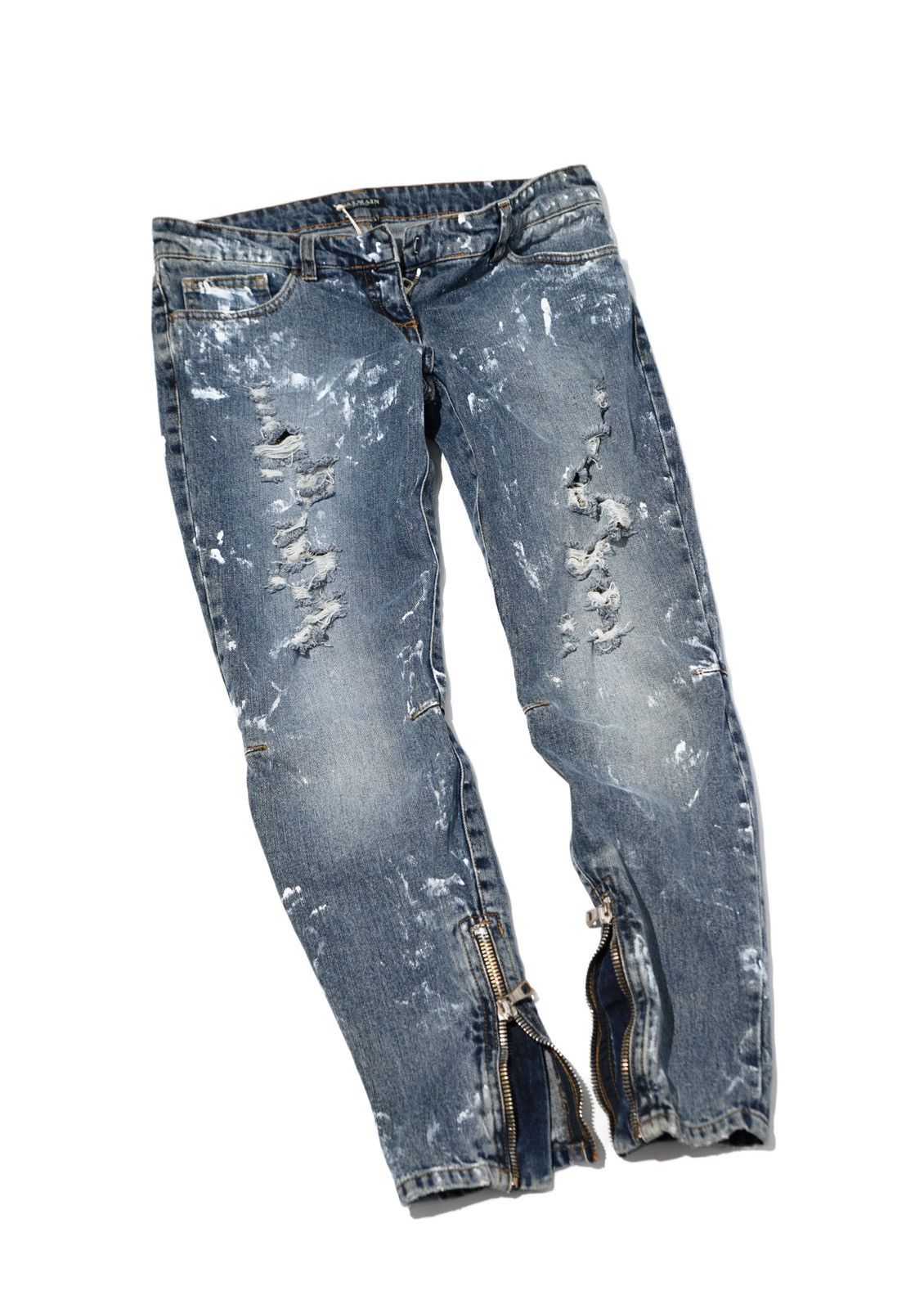 Balmain Balmain AW10 Chainmail Painted Skinny Low Rise Jeans Size US 28 / EU 44 - 3 Thumbnail