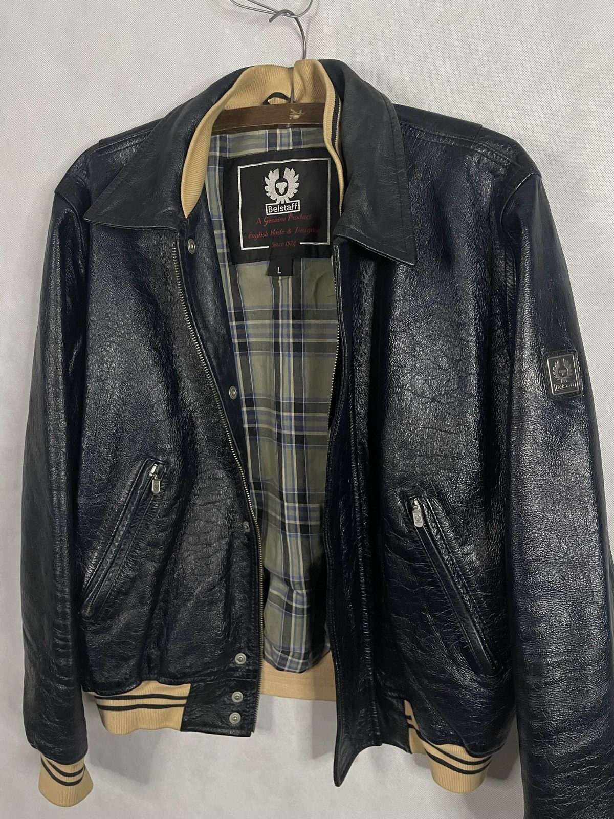 Belstaff × Japanese Brand × Vintage Navy Vintage Y2k 90s Leather Jacket Belstaff UK American USA Size US M / EU 48-50 / 2 - 4 Thumbnail