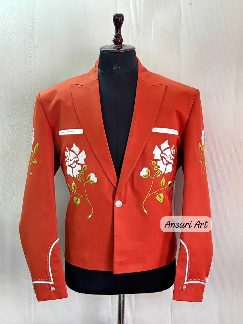 Other Men2PC Customize floral embroidery western Nudie prom outfit Size 44R - 3 Thumbnail