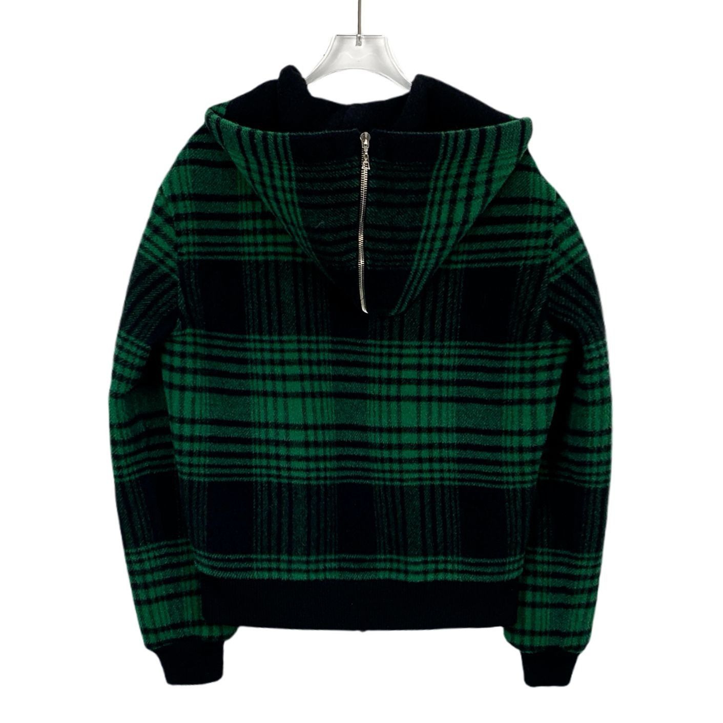 Louis Vuitton Louis Vuitton Green & Black Plaid Wool Hooded Zip-Up Jacket Size XXS / US 00 / IT 34 - 2 Thumbnail