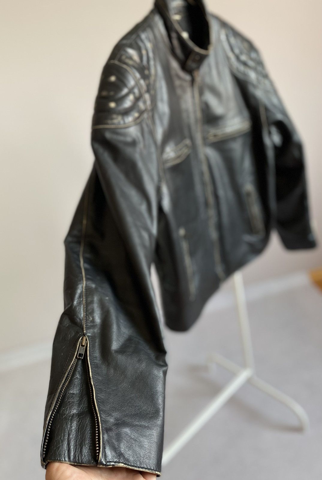 Vintage Buffalo Leather Jacket Distressed Effect Coat Size US XL / EU 56 / 4 - 8 Thumbnail