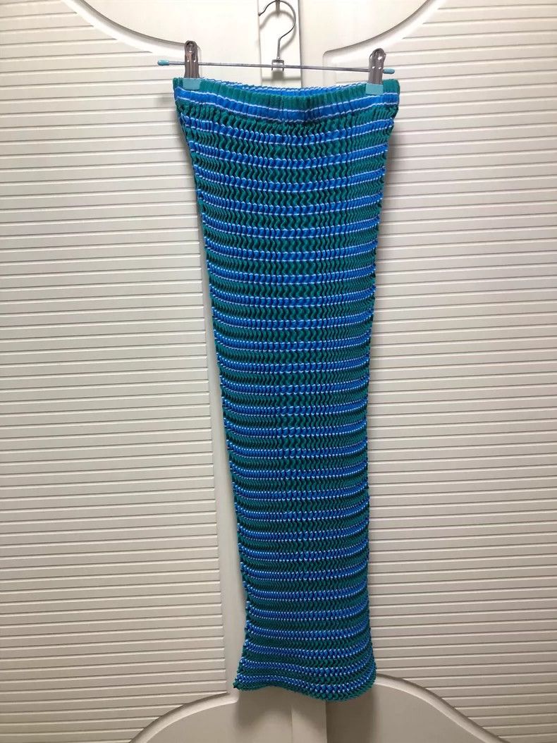 Issey Miyake Issey Miyake Blue and green patchwork sponge knitted semi- Size 31" - 1 Thumbnail