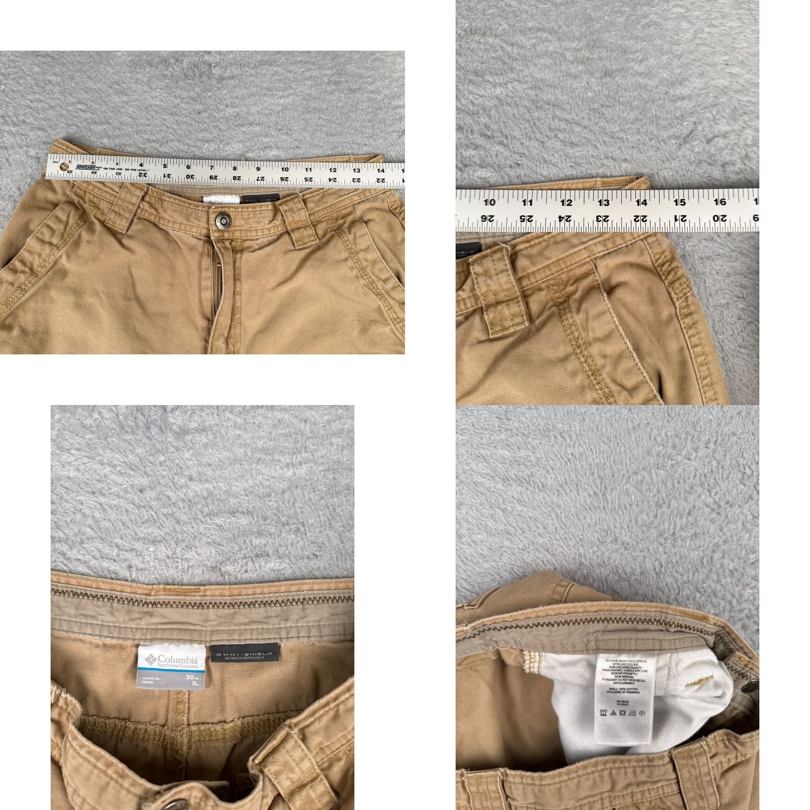Vintage Columbia Men Shorts 30 Beige Chino 100% Cotton Duck Fabric Hiking Camping 30x11 Casual Travel Pockets Logo Size US 30 / EU 46 - 9 Thumbnail