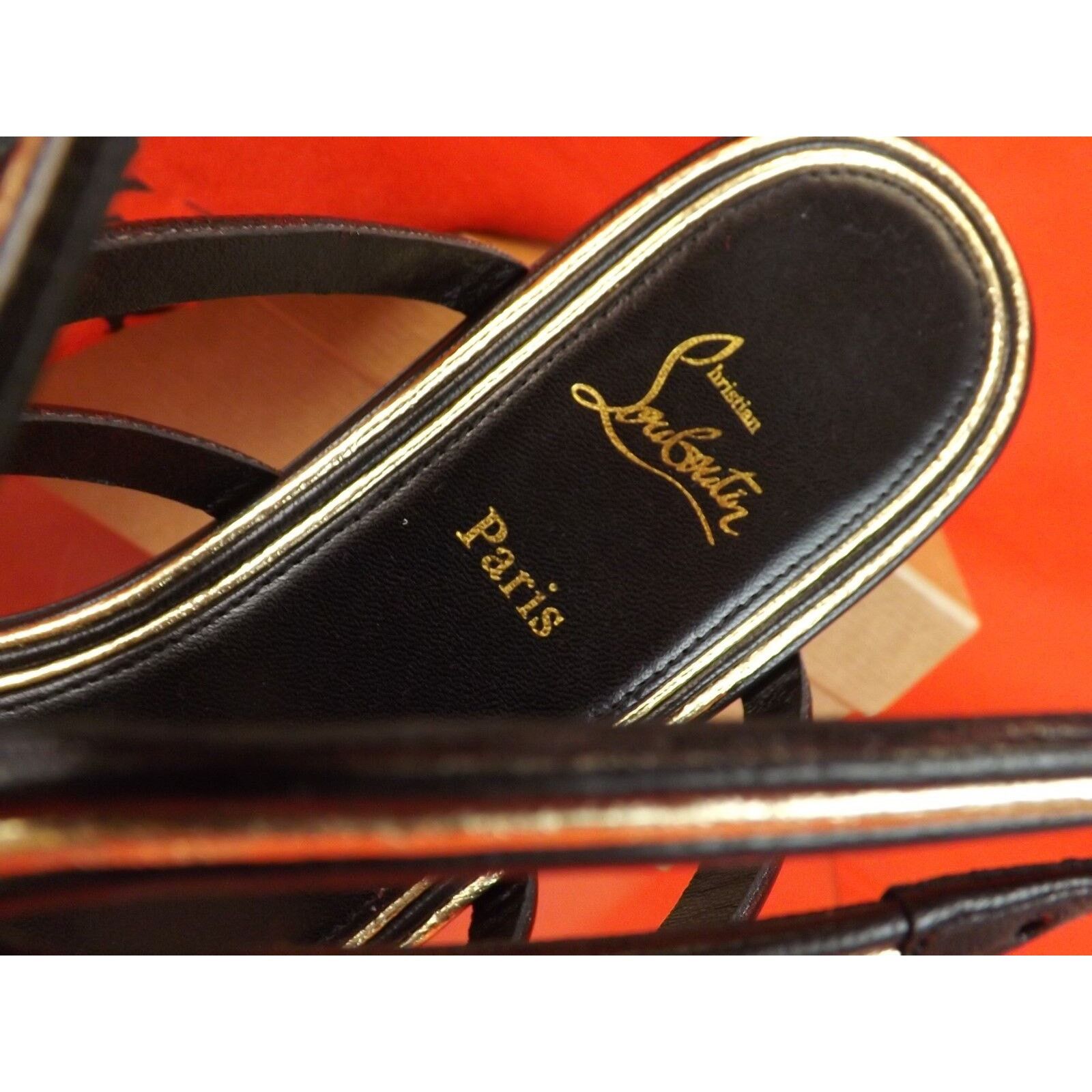 Christian Louboutin ZENOSANDY BLACK LEATHER CAGED FLATS GLADIATOR SANDALS 38.5 Size US 8.5 / IT 38.5 - 11 Thumbnail