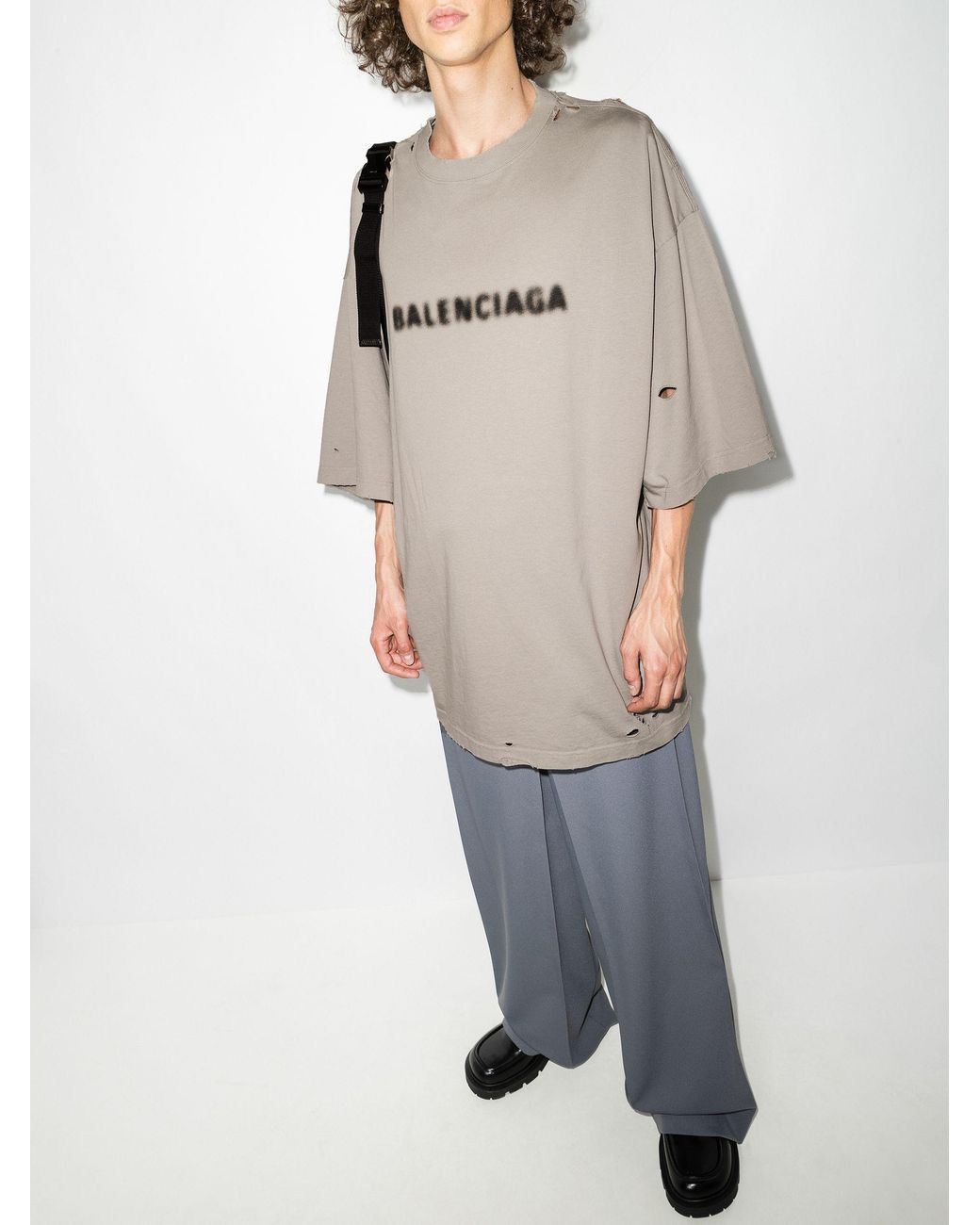 Balenciaga Balenciaga blurred logo distressed tee Size US XXS / EU 40 - 10 Thumbnail