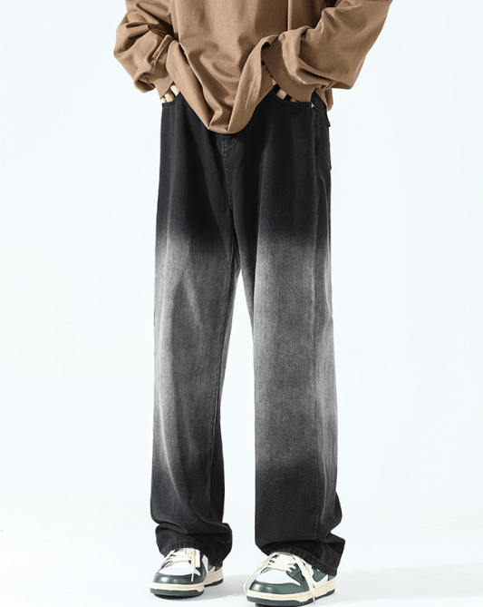 Japanese Brand Fashion versatile loose straight gradient washed jeans Size US 32 / EU 48 - 1 Thumbnail