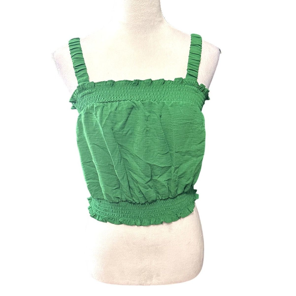 Other Riley & Rae Green Smocked Stretch Sleeveless Crop Top S NWT Size S / US 4 / IT 40 - 1 Thumbnail