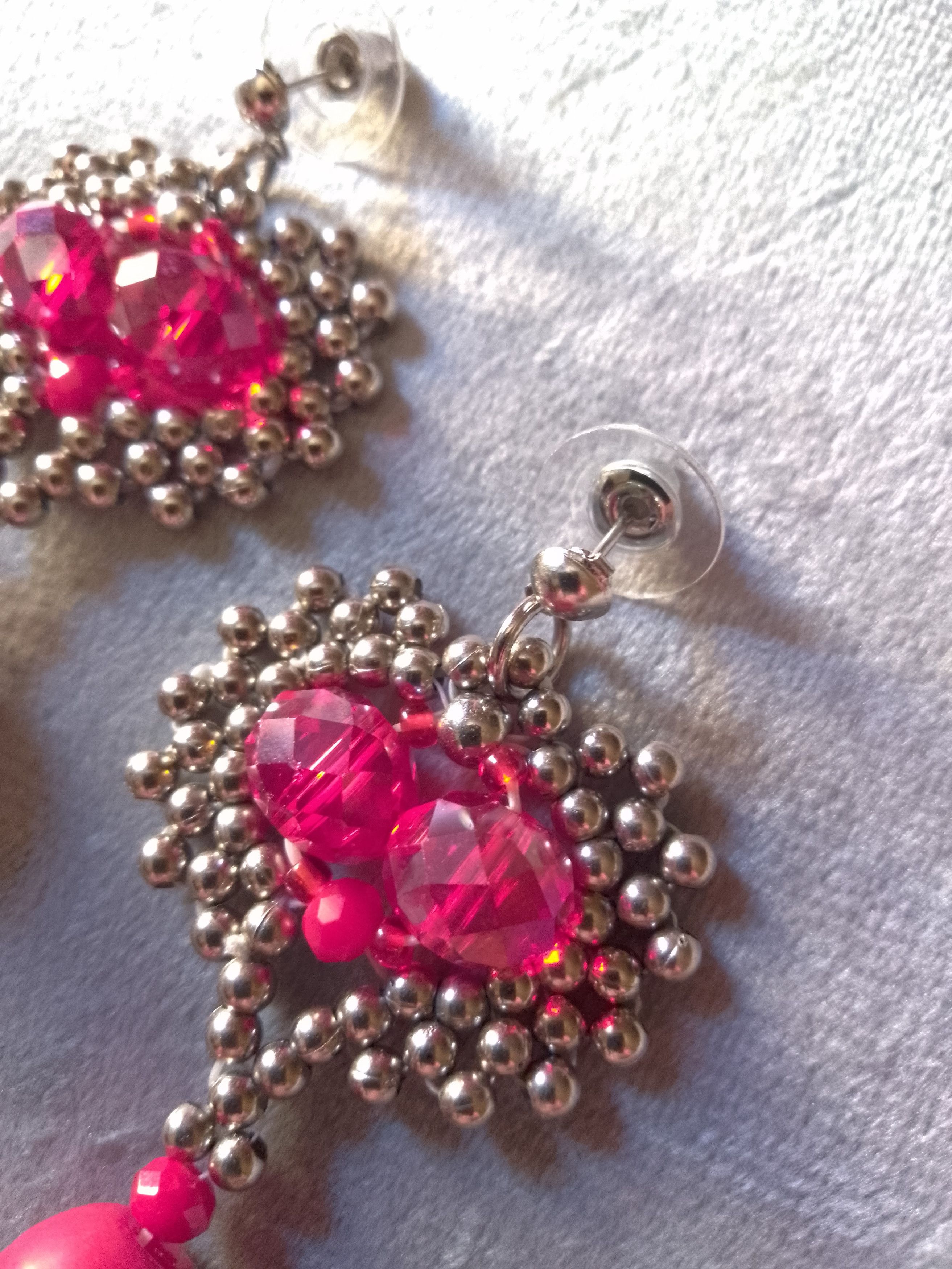 Handmade Red earrings Heart Shape Coral bamboo gemstones Size ONE SIZE - 5 Thumbnail