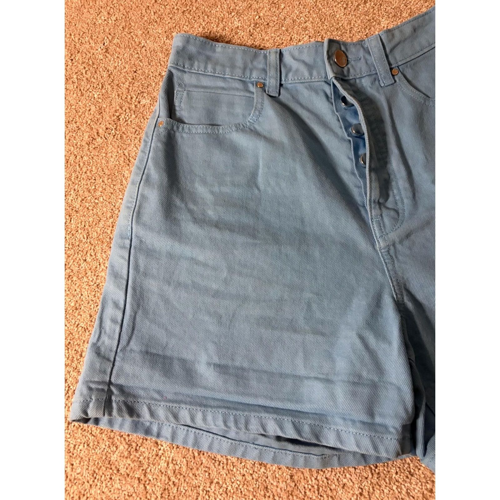 Zara ZARA Shorts Womens 6 Denim High Rise Relaxed Fit Button Fly Casual Blue Size 28" / US 6 / IT 42 - 2 Thumbnail
