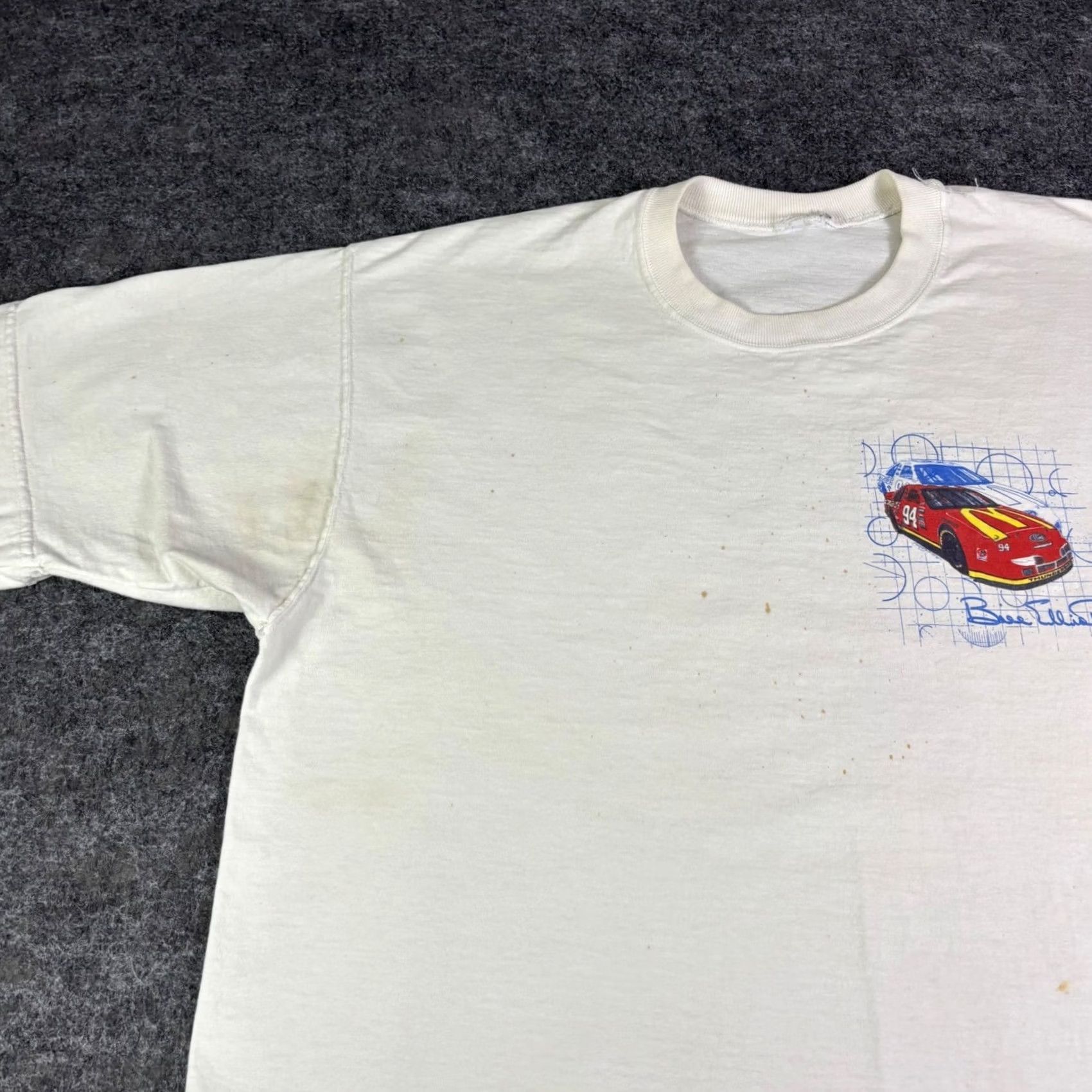 Ford Vintage Bill Elliott McDonald'S Racing Shirt 94 Ford Thunderbird White Large - Clothing Size US L / EU 52-54 / 3 - 6 Thumbnail