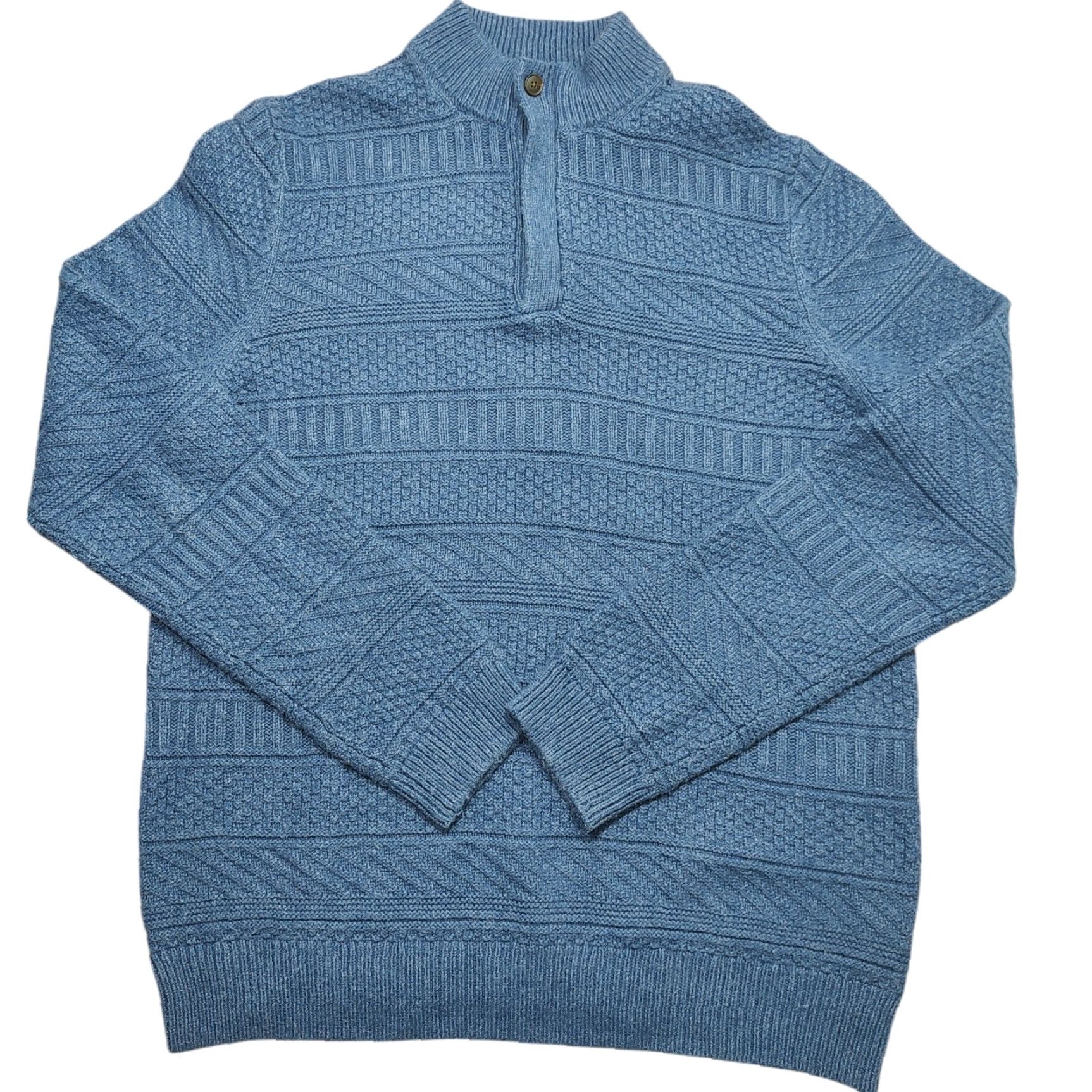 Vintage Jos A Bank 1905 Merino Wool Blend Knit Sweater 1/4 Zip Mens XL Blue Size US XL / EU 56 / 4 - 2 Thumbnail
