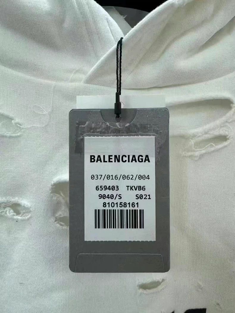 Balenciaga Balenciaga White Big Hole Letter Hoodie Size US S / EU 44-46 / 1 - 5 Thumbnail