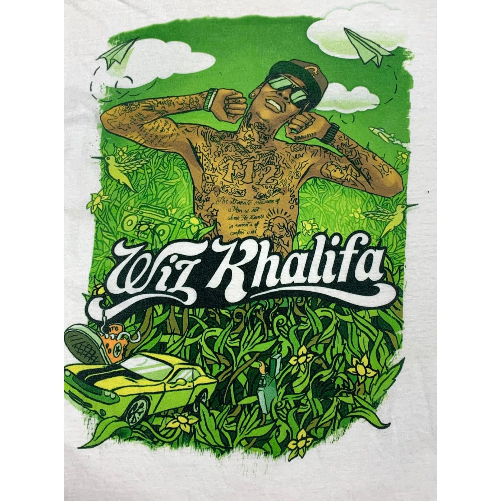 Vintage Wiz Khalifa T Shirt White Short Sleeve Size L DISTRESS 2119 Men's Crew Neck Graphic Regular Fit Size US L / EU 52-54 / 3 - 2 Thumbnail