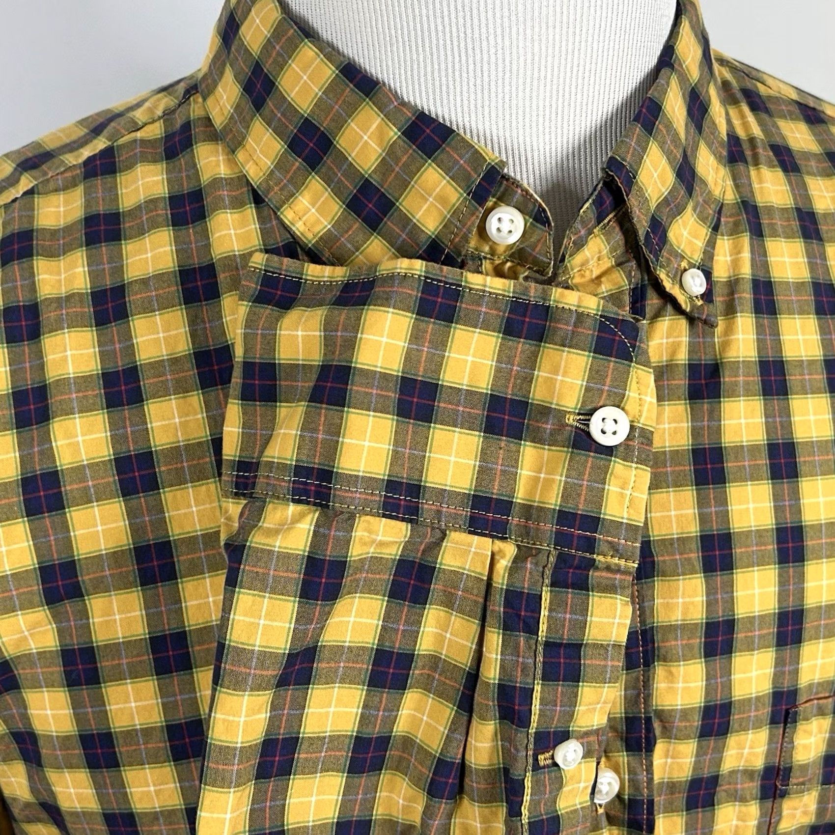 J.Crew J.CREW Shirt XL Slim Best Secret Wash 100s 2 Play Yarns Plaid Yellow Blue Tartan Button-Front Collared Mens Regular Size XS-XL Size US XL / EU 56 / 4 - 4 Thumbnail