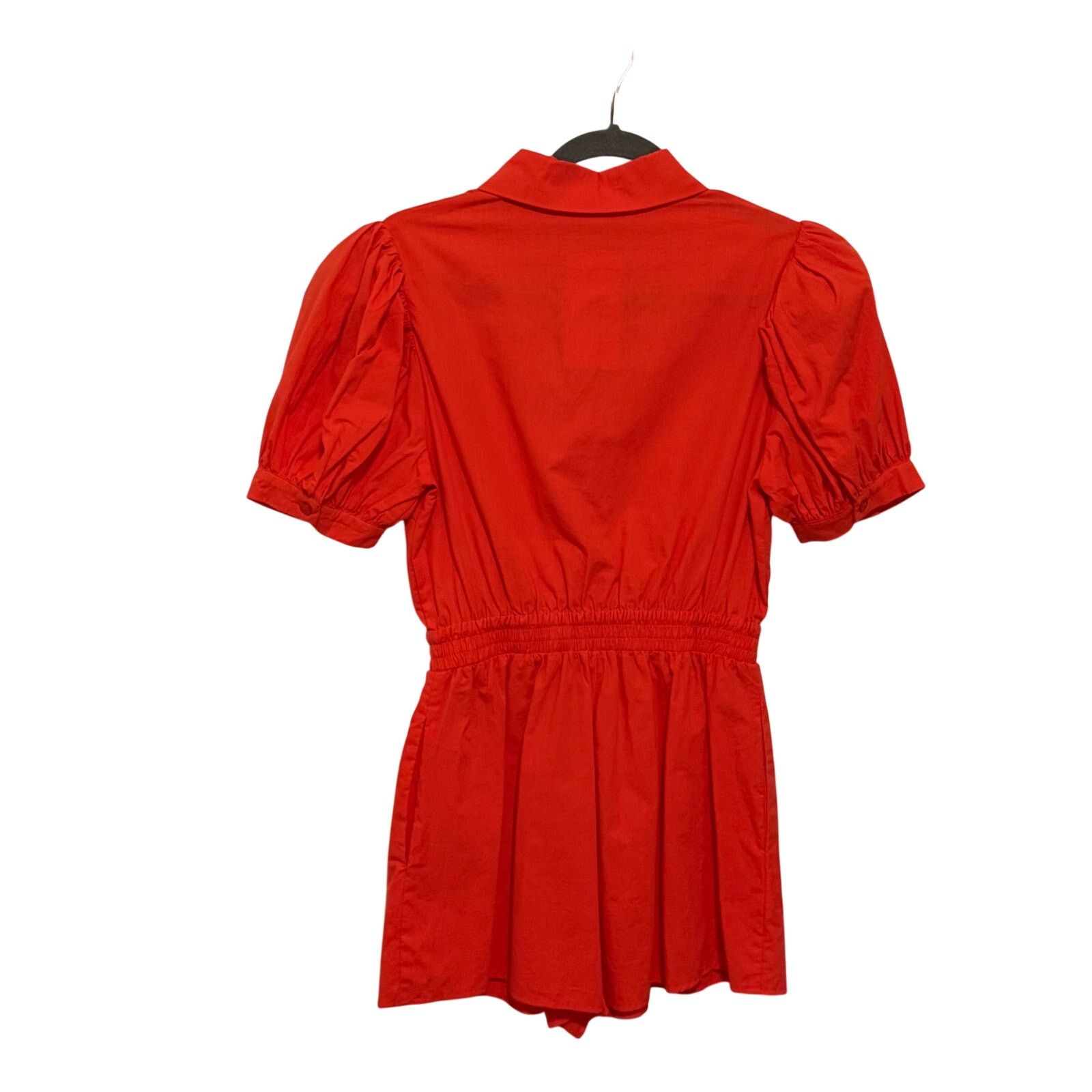 Other MainStrip Red Short Puff Sleeve Collar Button Up Romper Size 24" / US 00 / IT 34 - 4 Thumbnail