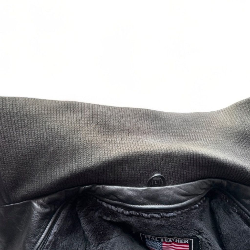 Vintage Long Leather Coat Knit Collar Vintage Black Large Unisex Size L / US 10 / IT 46 - 5 Thumbnail