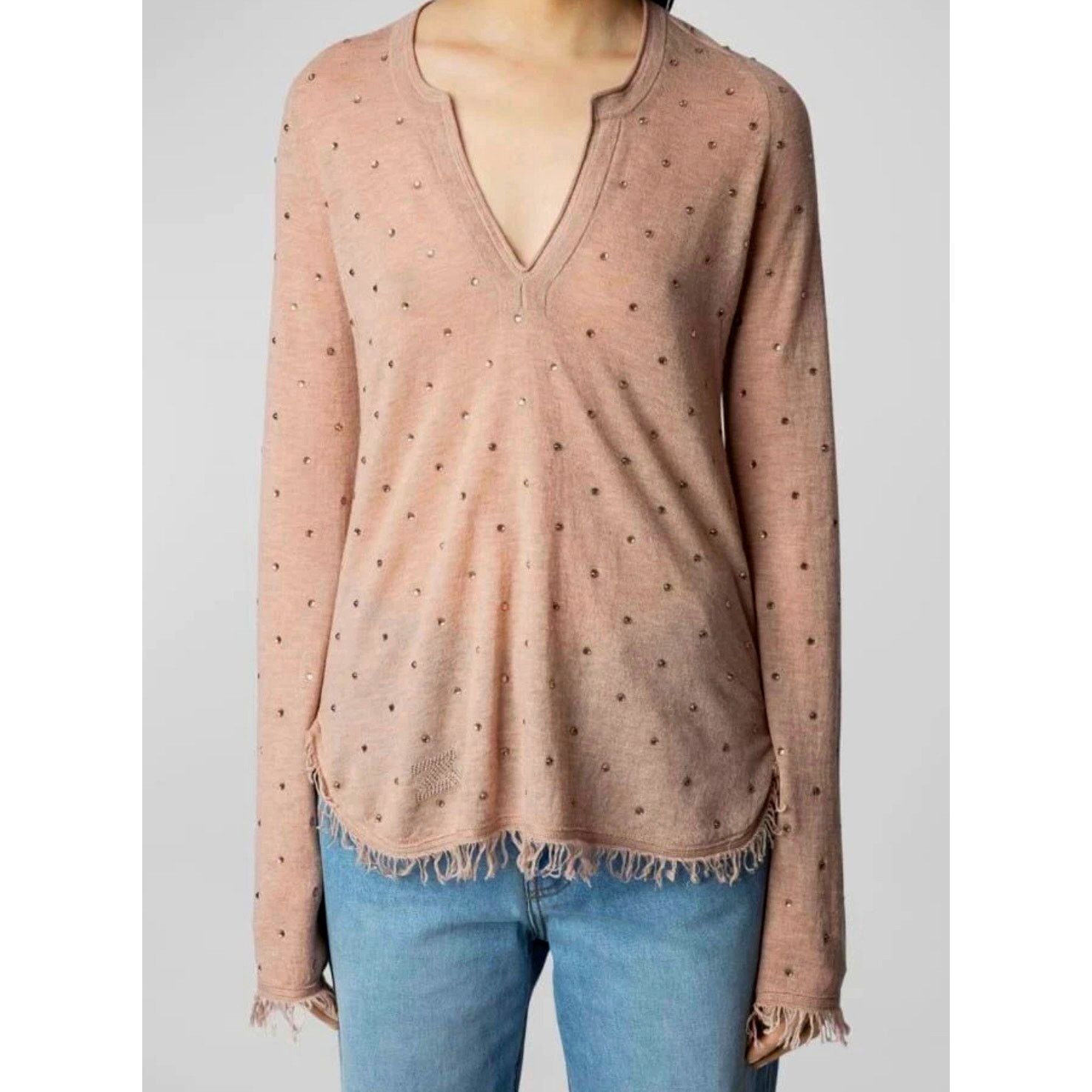 Zadig & Voltaire Zadig & Voltaire Riviera Rhinestone Cashmere Sweater Blush M Size M / US 6-8 / IT 42-44 - 8 Thumbnail
