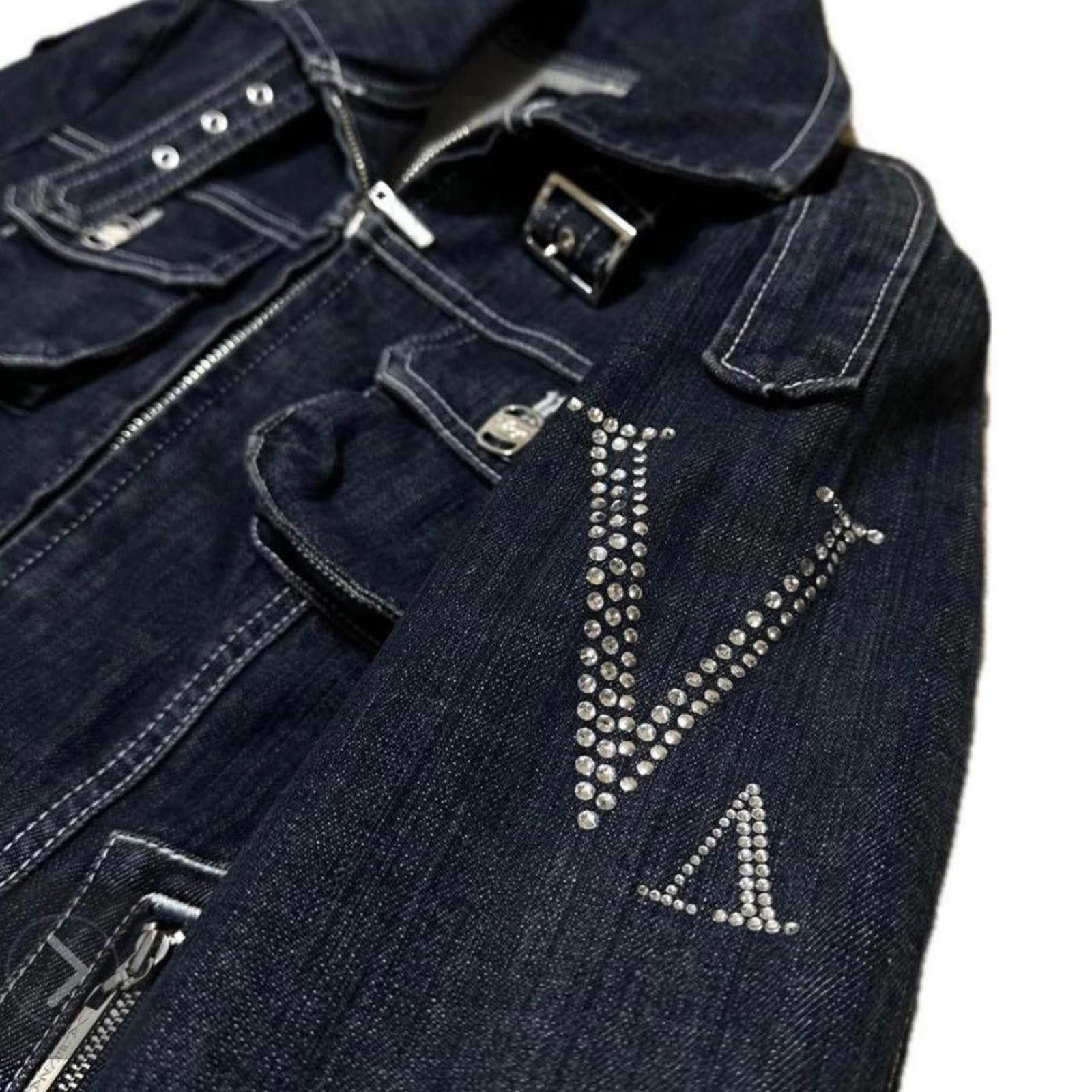 Other Stand collar rare v rhinestone logo denim jacket Size XS / US 0-2 / IT 36-38 - 3 Thumbnail