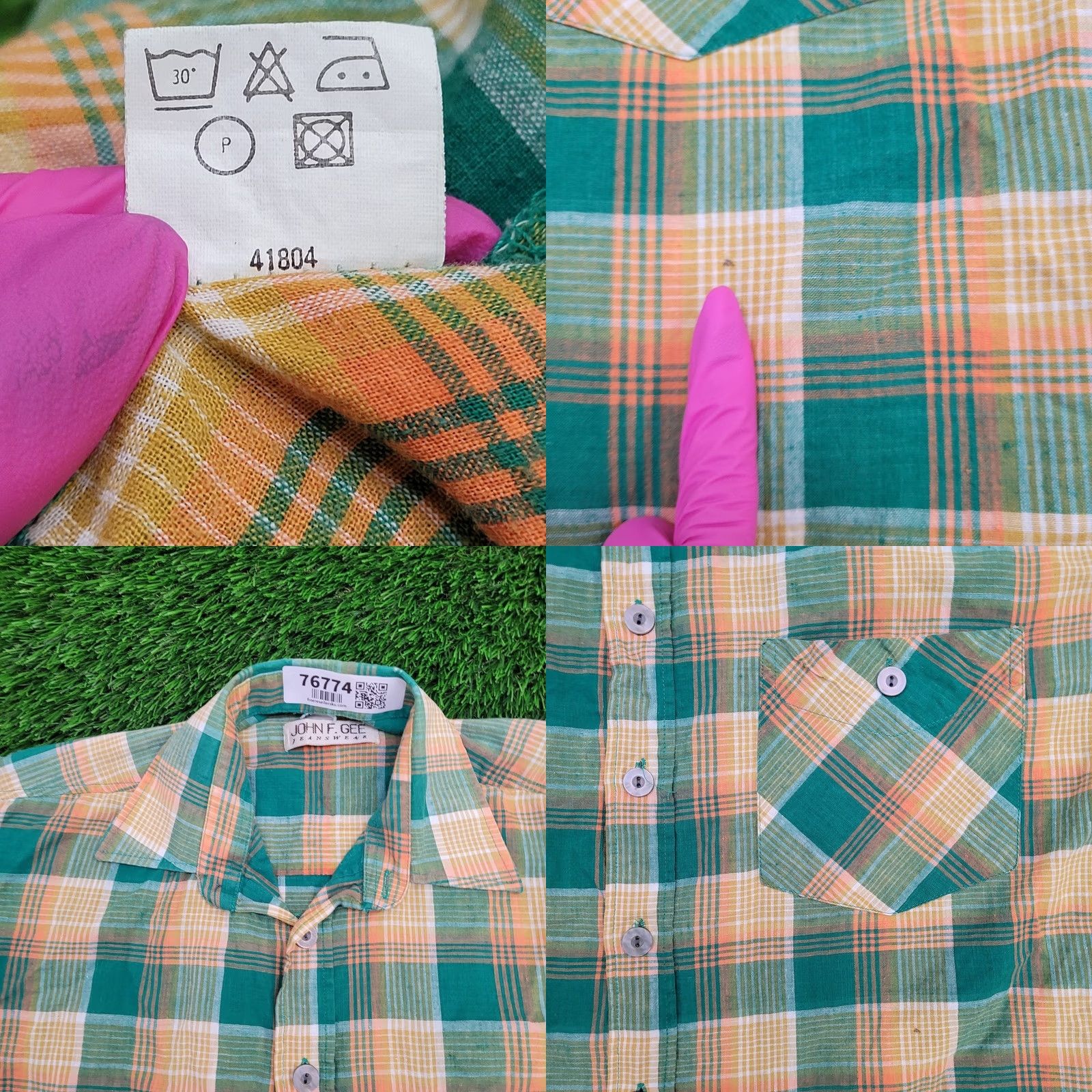 Vintage VINTAGE MOD Plaid Shirt John F Gee Button-Up Large 22x27 Green Check Mens 1990s Plaid Shirt Size US L / EU 52-54 / 3 - 8 Thumbnail