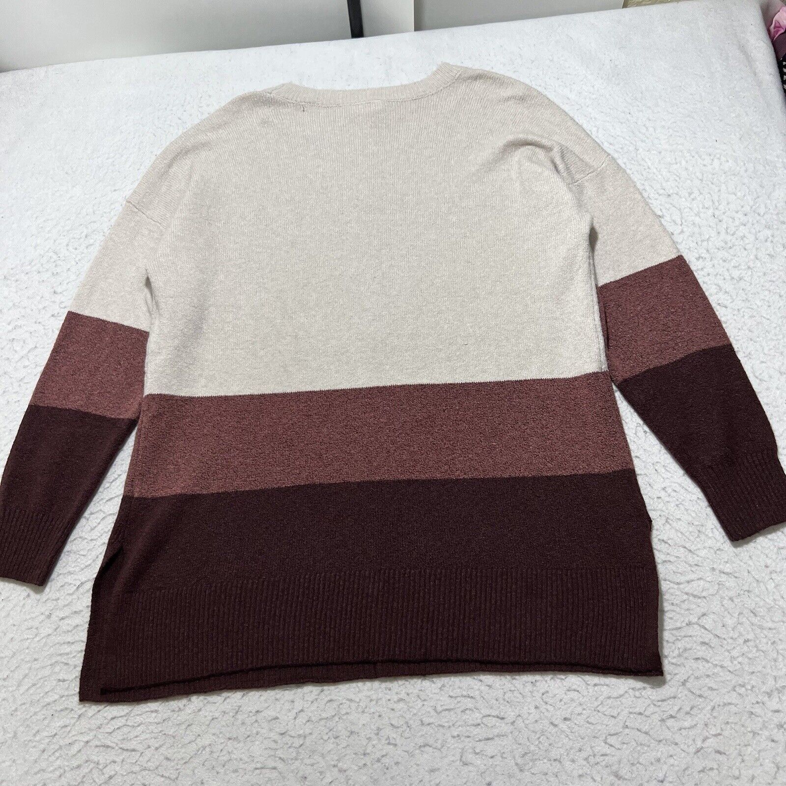 Other a.n.a Crewneck Sweater Burgundy Colorblock Pullover Size L / US 10 / IT 46 - 10 Thumbnail