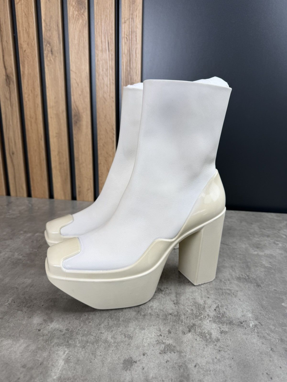 Peter Do at.kollektive x Peter Do Leather Platform Ankle Boots White Size US 10 / IT 40 - 2 Thumbnail