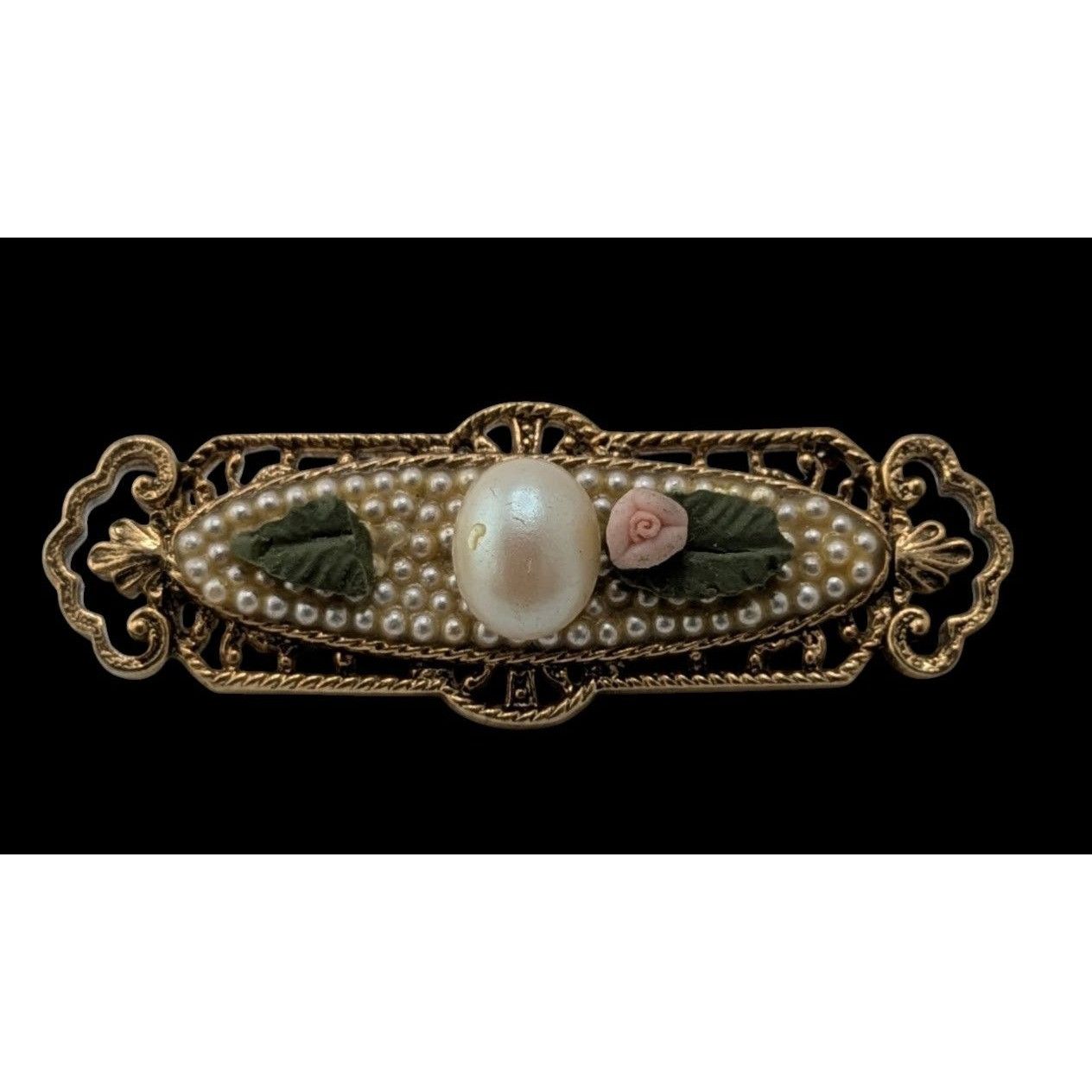 Other Vintage Victorian Style Gold-Tone Filigree Floral Brooch Wit Size ONE SIZE - 1 Thumbnail