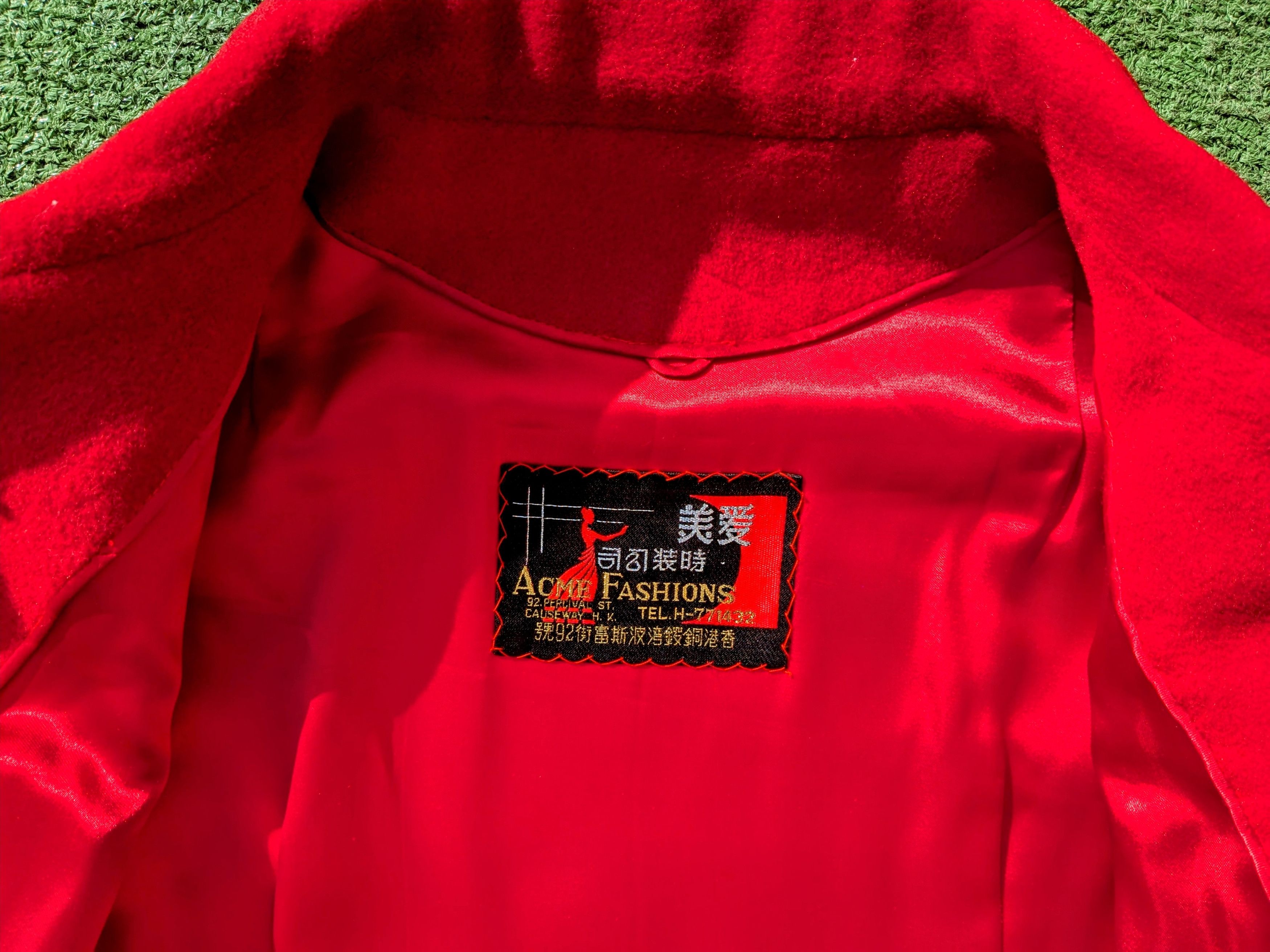 Vintage 1960s Vintage Petite Acme Crimson Wool Fit & Flare Long Coat Size XS / US 0-2 / IT 36-38 - 6 Thumbnail