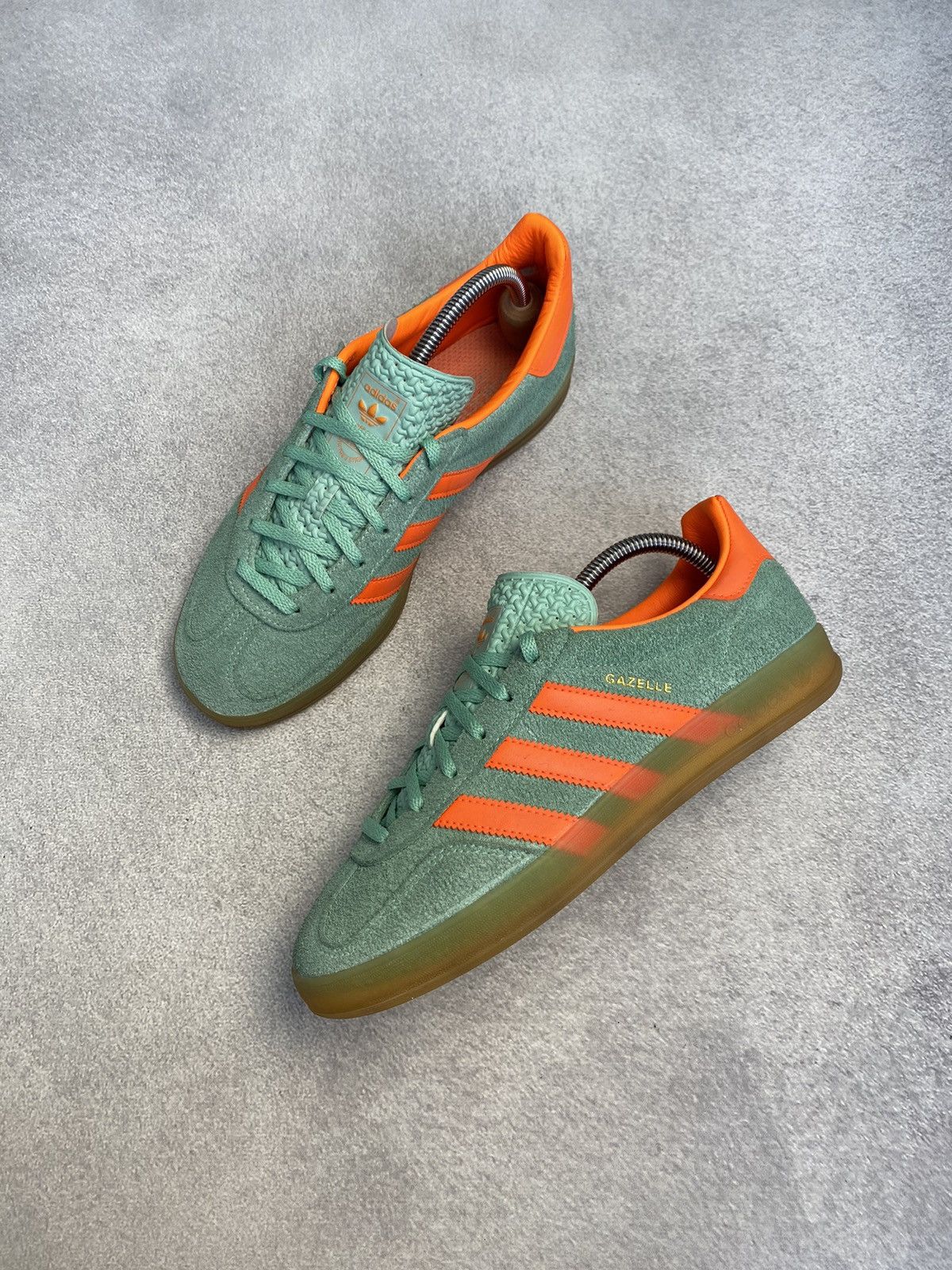 adidas gazelle silver green womens adidas Gazelle Indoor Shadow Green Warm Sandstone