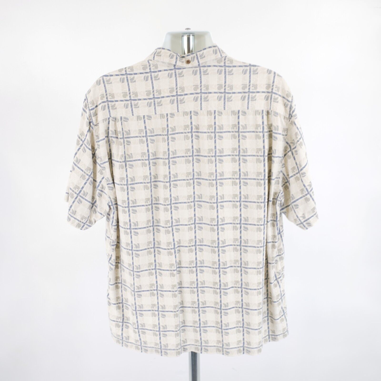 Tommy Bahama Tommy Bahama XL Cream Blue 100% Silk Short Sleeve Hawaiian D Size US XL / EU 56 / 4 - 6 Thumbnail