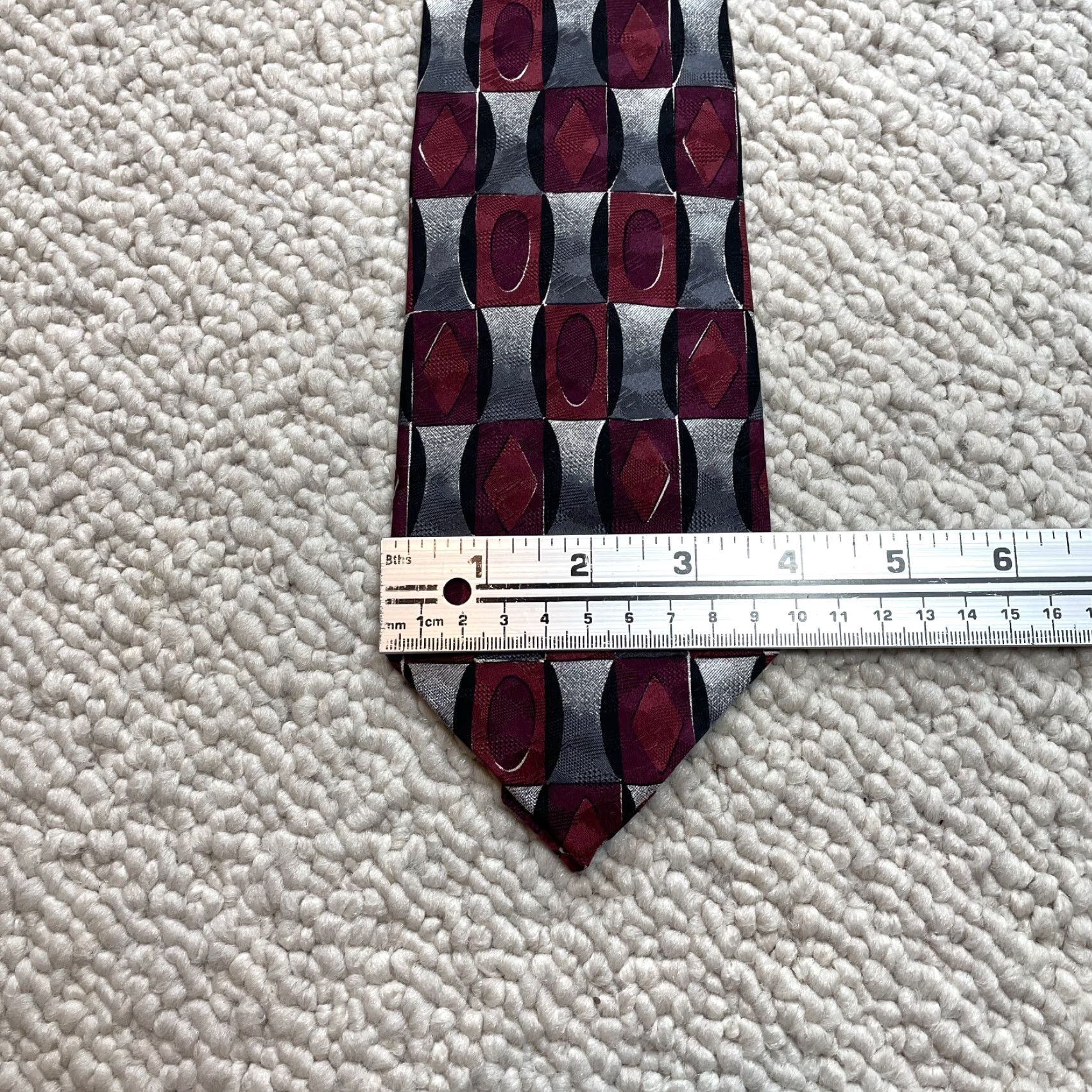 Moreschi Giorgio Moreschi Mens OS Red Gray Neck Tie 100% Silk Designer Classic Necktie Size ONE SIZE - 5 Thumbnail