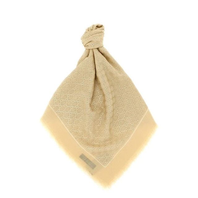 Gucci GUCCI Beige Wool Silk Scarf New & Authentic Size ONE SIZE - 1 Thumbnail