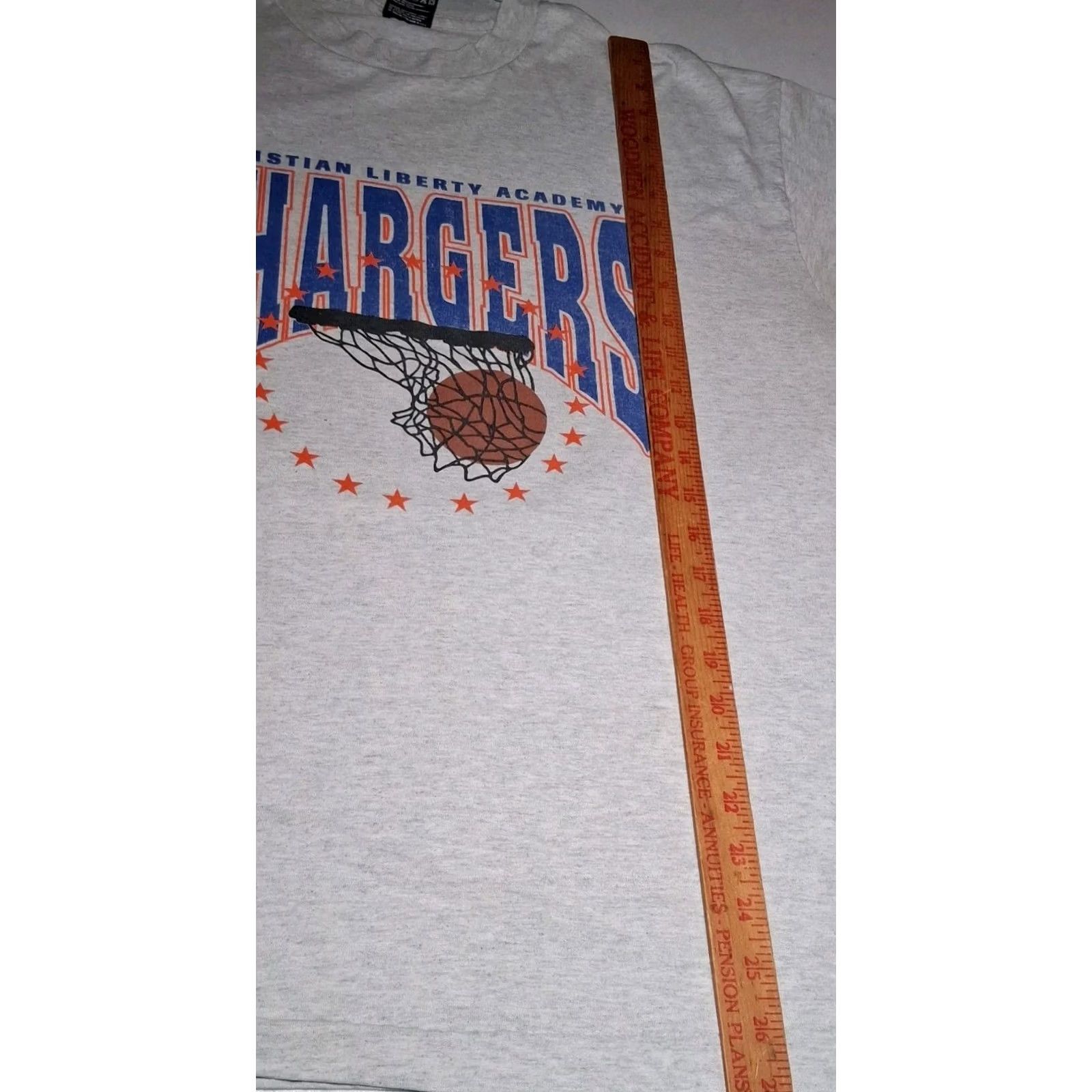 Fruit Of The Loom VINTAGE BEST Fruit of the Loom Christian Liberty Academy Chargers Basketball Shirt XL Gray Single Stitch Distressed Crew Neck Men M Size US XL / EU 56 / 4 - 7 Thumbnail