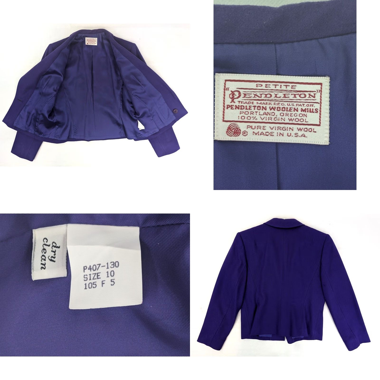 Pendleton Pendleton Blazer Womens Petite 10P Purple Notch Lined Wool Single-Breasted 1-Button Jacket Vintage Shinny Knits Solid Caucasian… Size L / US 10 / IT 46 - 8 Thumbnail