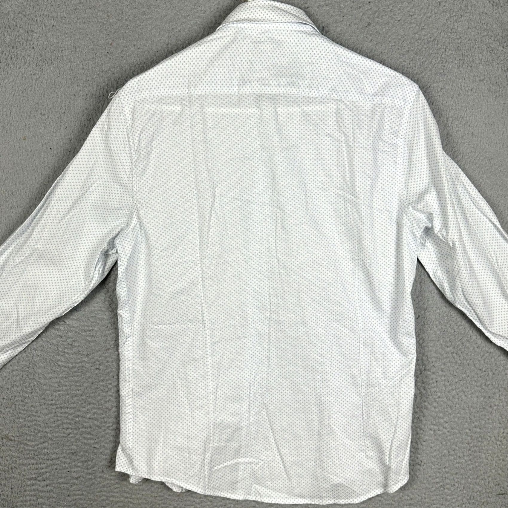 Vintage Cactus Man Shirt Men Medium White Blue Geometric Dobby Button Up Long Sleeve Size US M / EU 48-50 / 2 - 2 Thumbnail