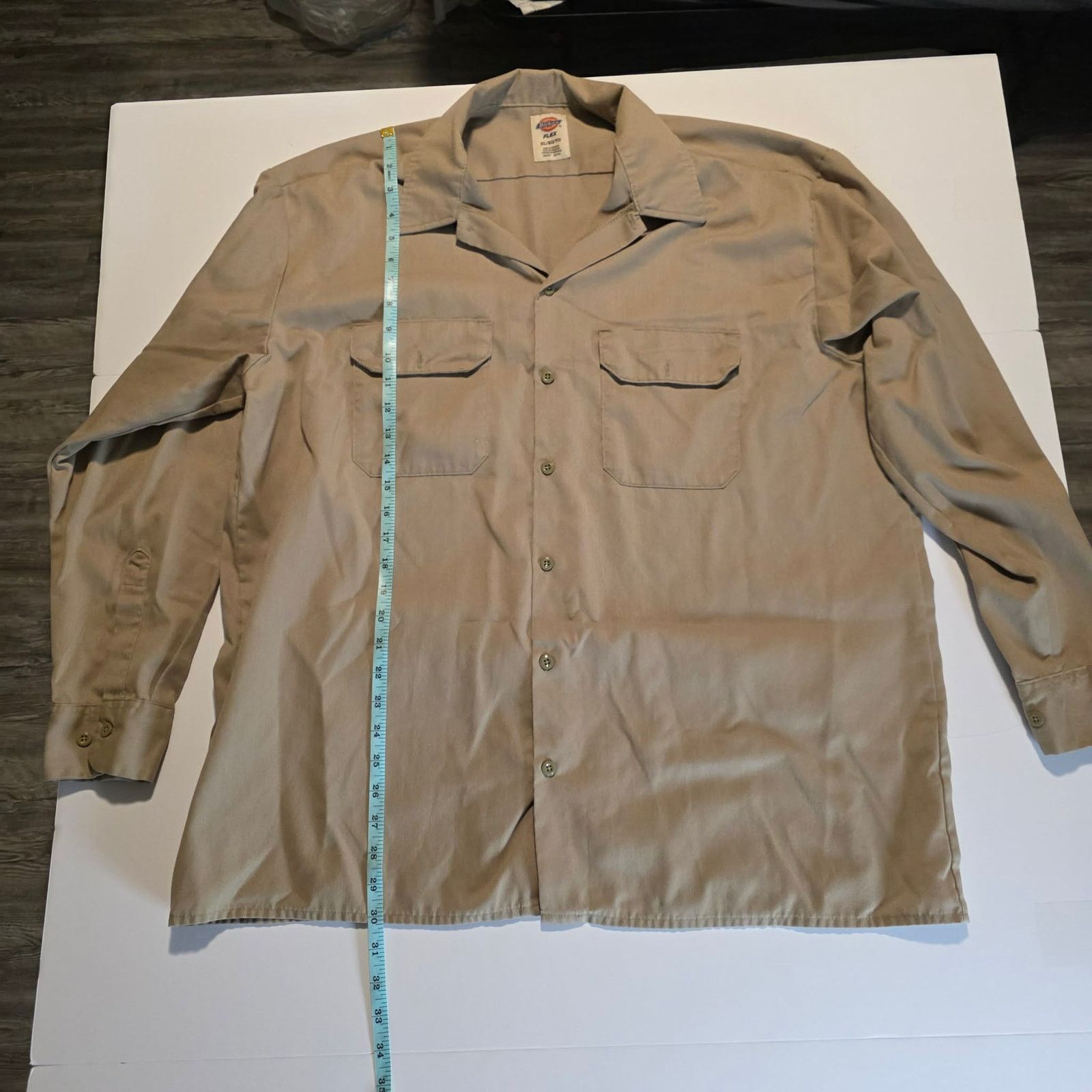 Dickies Dickies Flex Men's XL WORK Sleeve Tan Button Up Two Pocket Size US XL / EU 56 / 4 - 1 Thumbnail