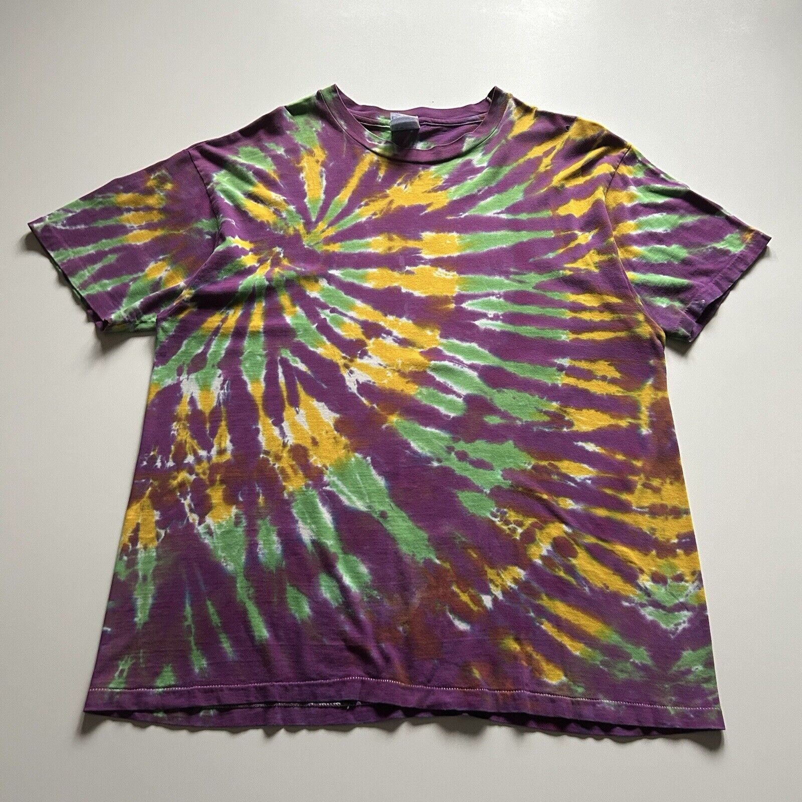 Vintage Vintage 90s Tie Dye Spiral Patterned Hippie T Shirt XL Rare Size US XL / EU 56 / 4 - 1 Thumbnail